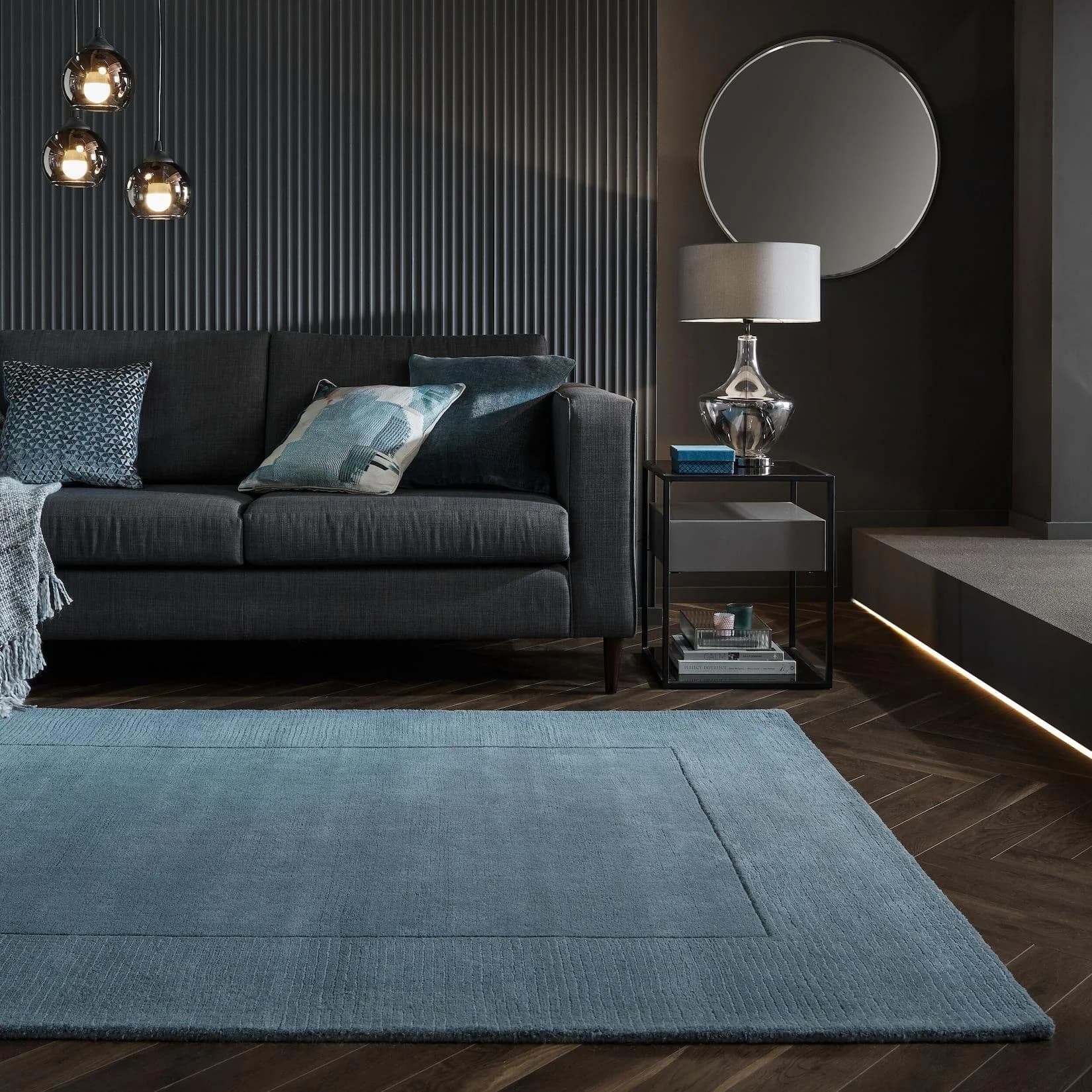 Kadima Design Wollteppich MOLE Blau 200x290 cm Handgewebt