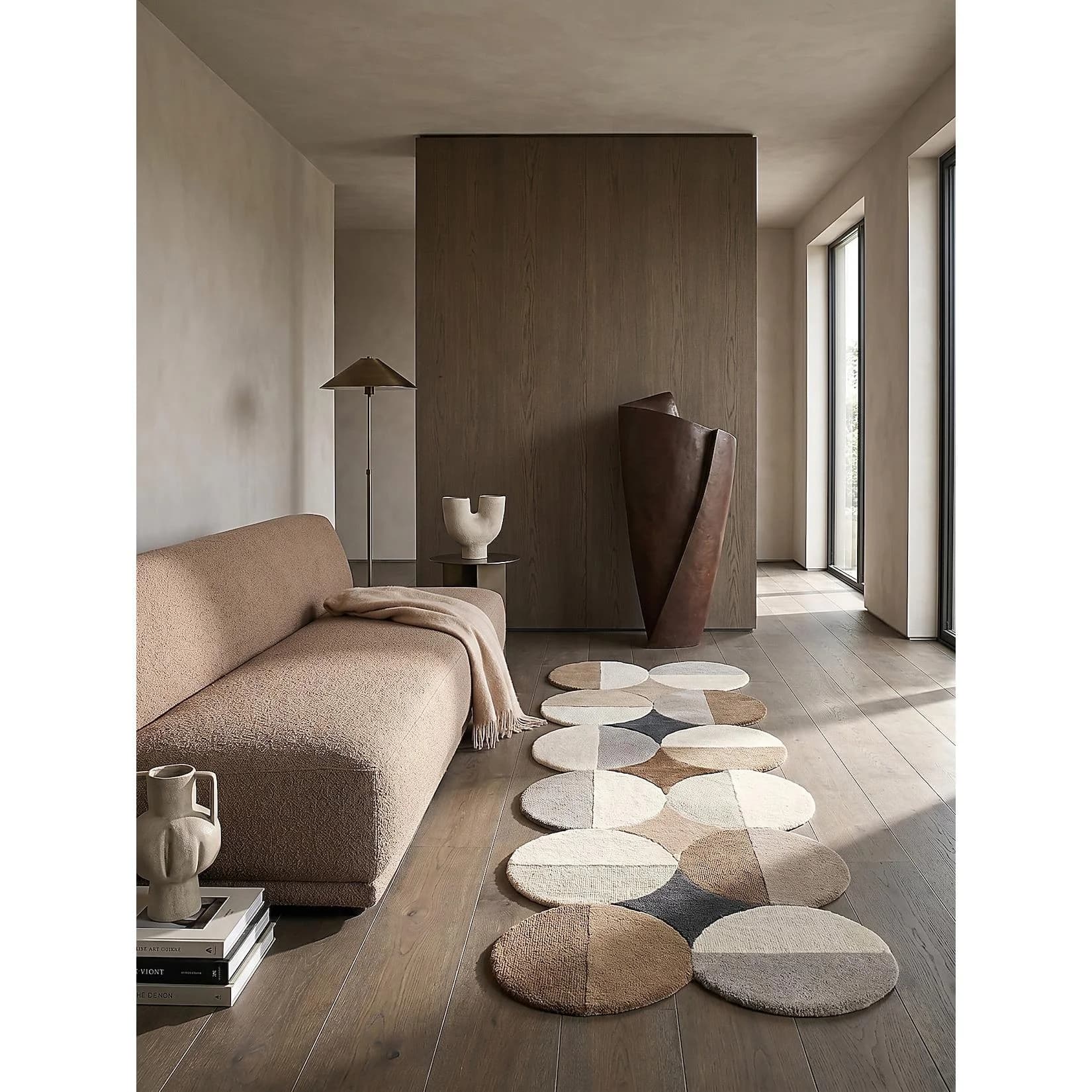 Kadima Design Teppich HALLEIN Kurzflor Beige-Braun Handgetuftet