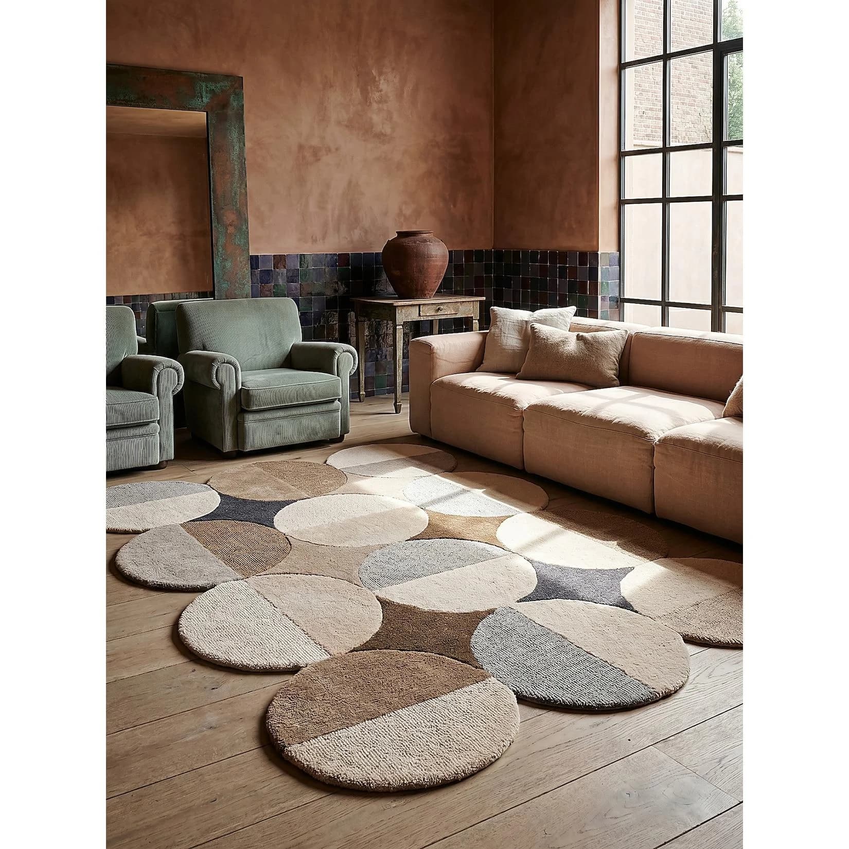 Kadima Design Designerteppich HALLEIN Kurzflor Wolle Beige-Braun