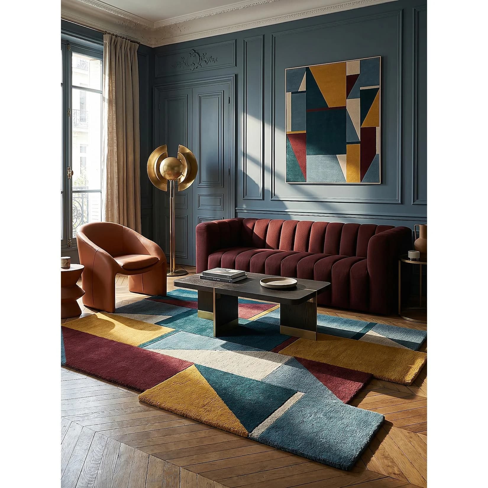 Kadima Design HALLEIN Designerteppich Retro-Patchwork Wolle Bunt