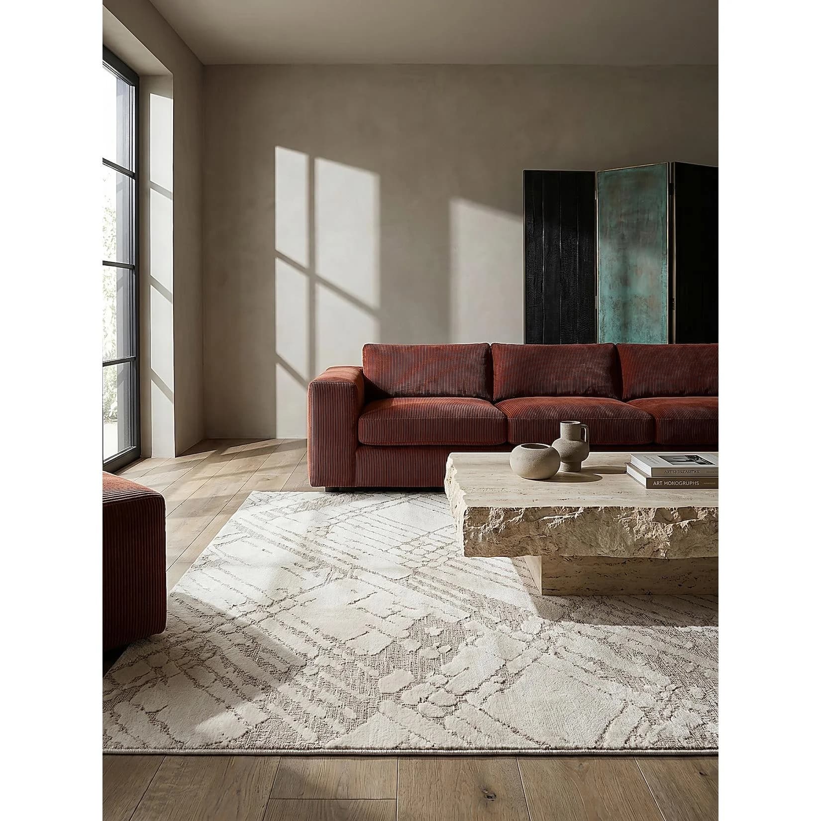 Kadima Design Designerteppich ARLEN Schraffur Polyester 160x230 cm Creme