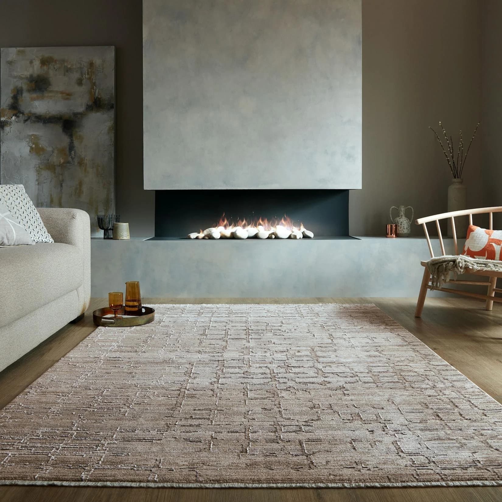 KADIMA DESIGN Teppich Kurzflor DALE Taupe 120x170 cm
