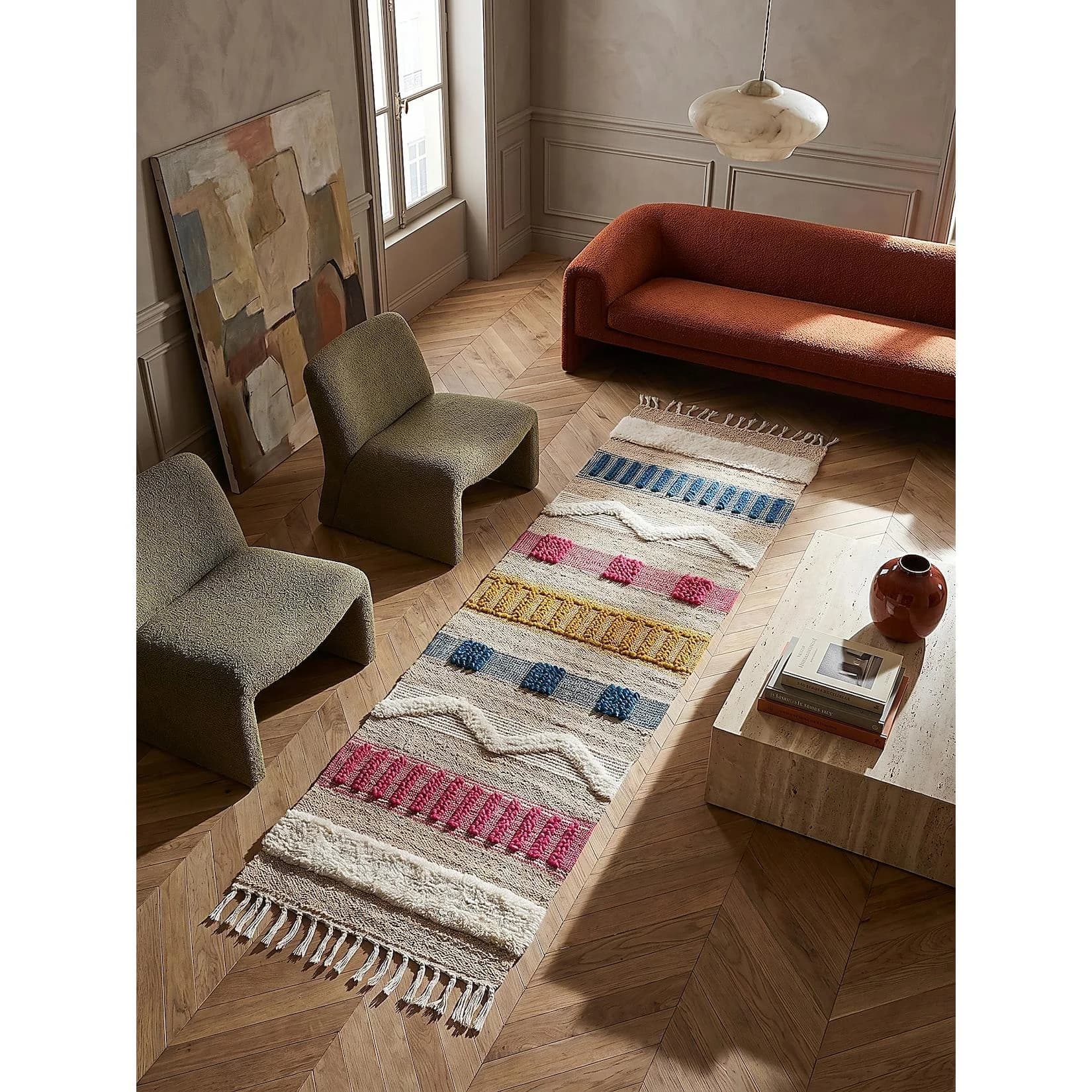Kadima Design Teppich-Läufer WHARFE Boho Jute 60x230 cm Natur-Multicolor