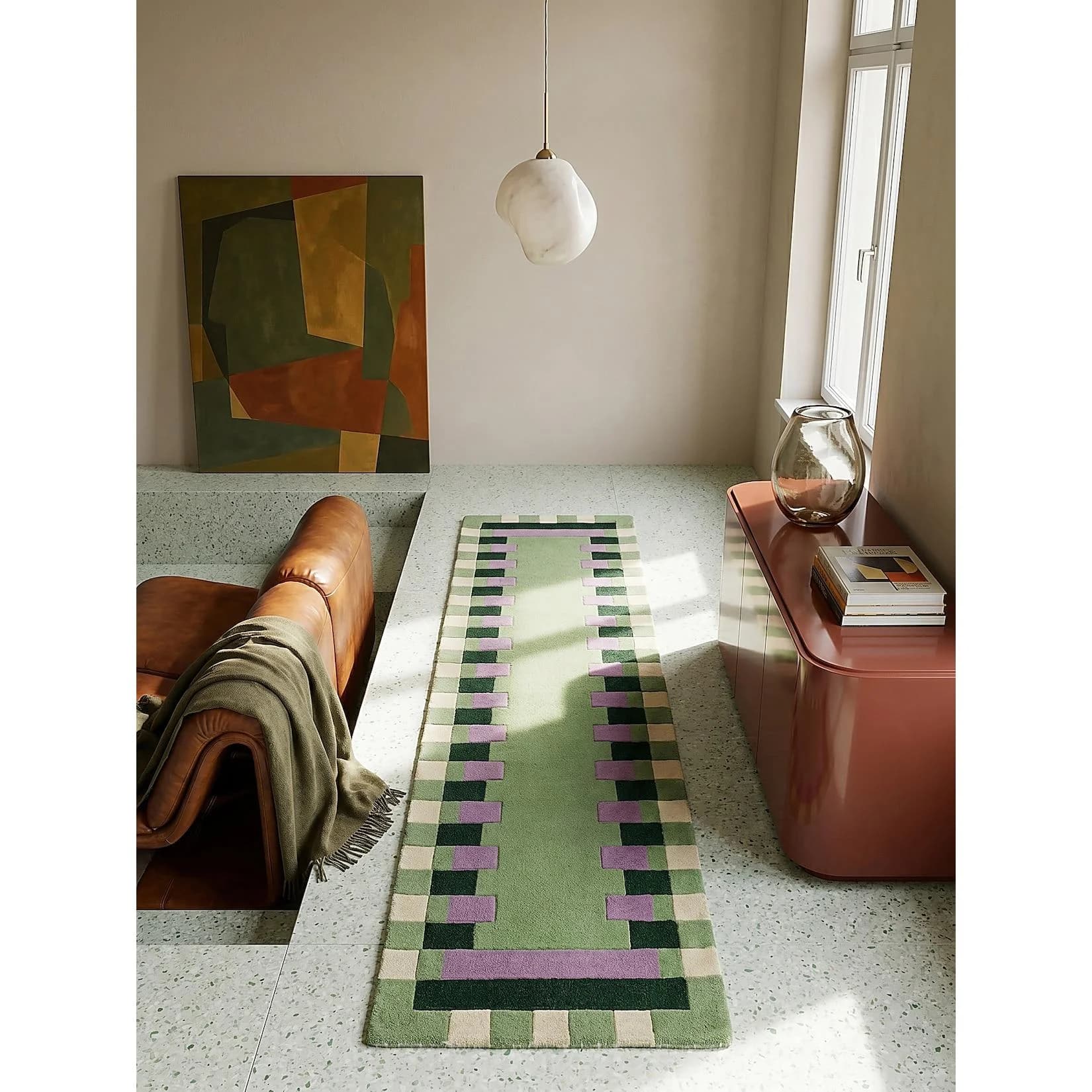 Kadima Design Teppich-Läufer WENSUM Grün-Lila Wolle