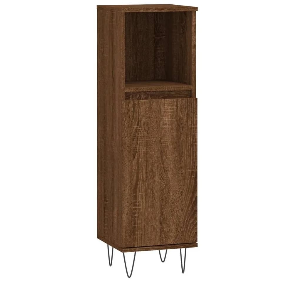 furnicato Badkommode Braun Massivholz Optik mit Eisenfüßen
