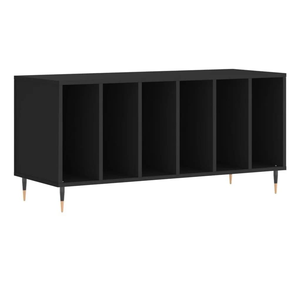 furnicato Media-Regal Schallplattenschrank Schwarz Holzwerkstoff Eisen