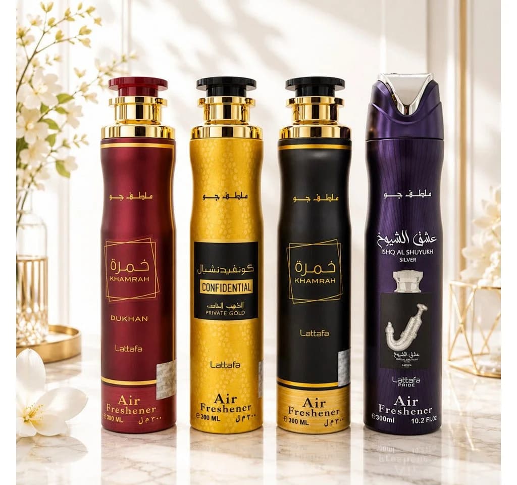 Lattafa Raumspray Set 4x300ml Orientalisch Würzig Süß