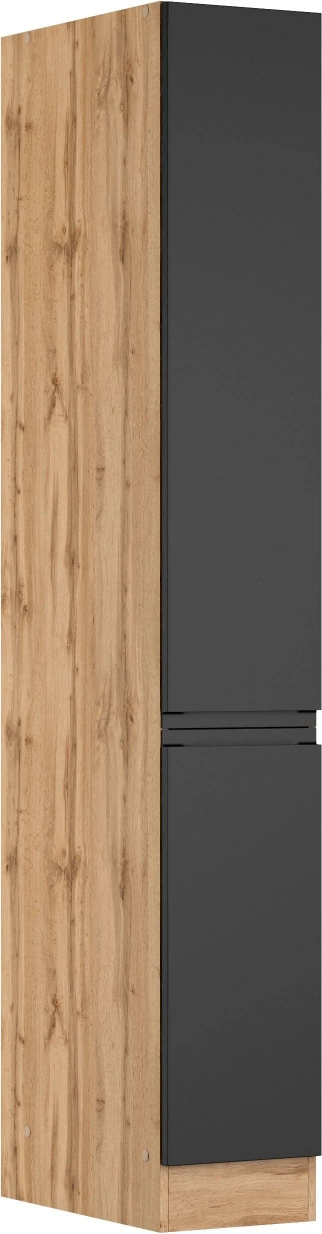 Kochstation Apothekerschrank Virginia 30cm Schwarz/Wotaneiche