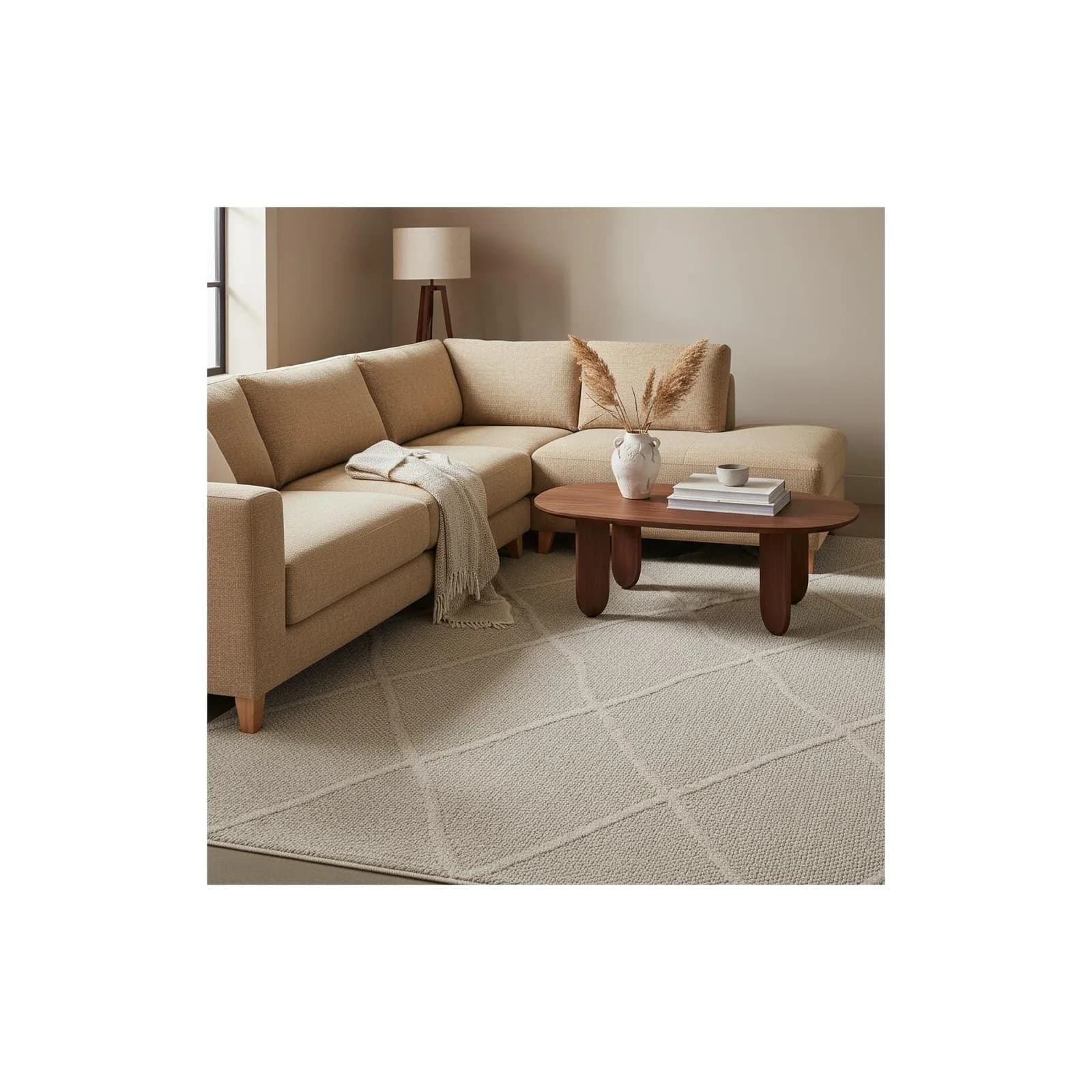 KADIMA DESIGN Outdoorteppich IMST Boho Flachgewebe Beige Grau
