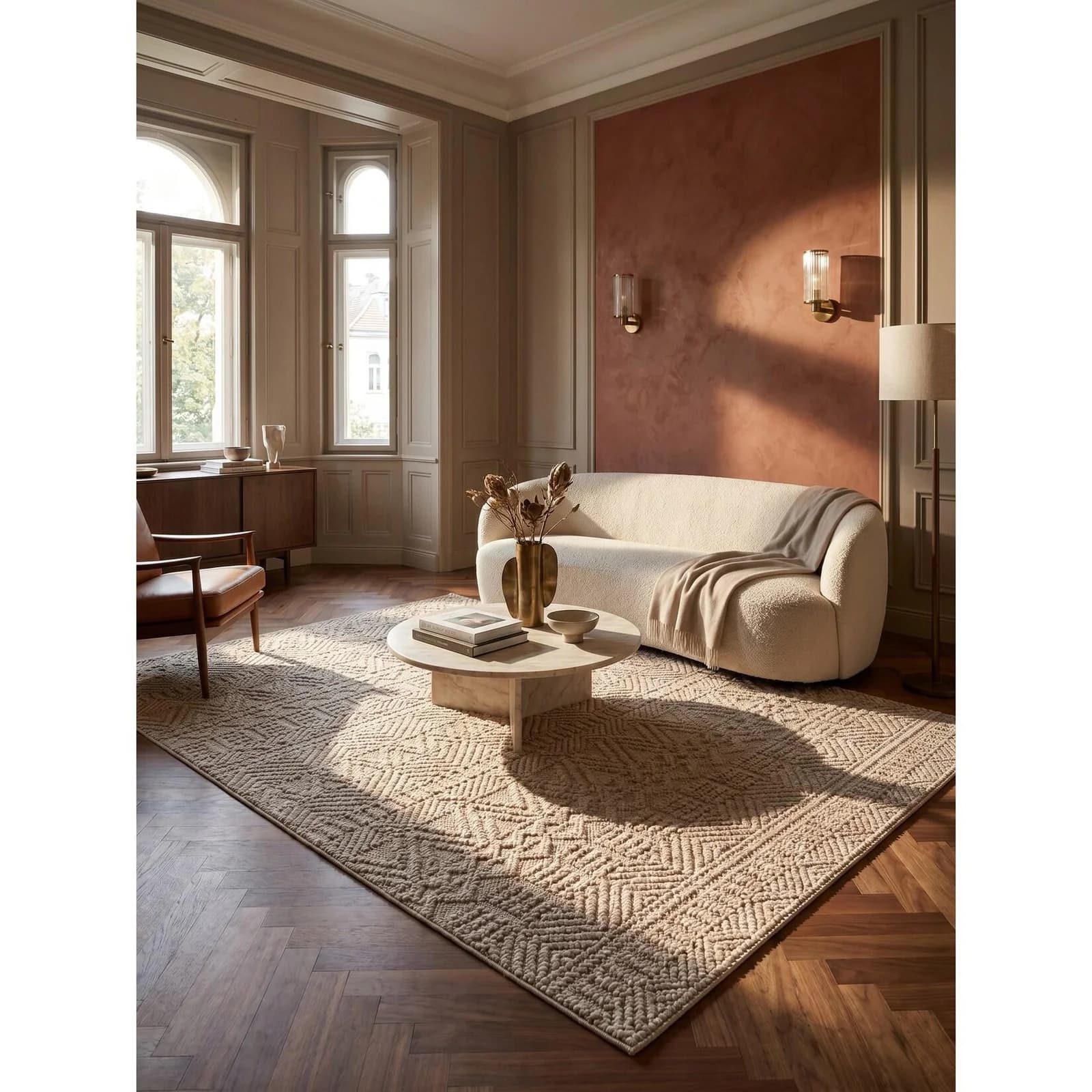 KADIMA DESIGN Flachgewebe-Teppich Ethno Beige 60x110 cm