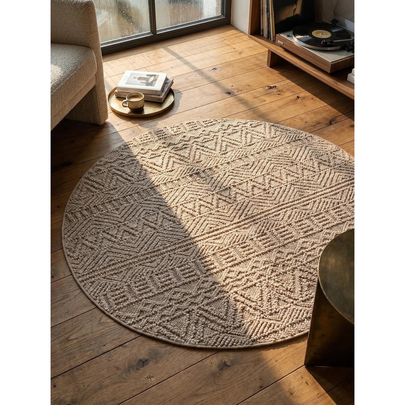 KADIMA DESIGN Flachgewebe-Teppich Ethno Beige 80x80 cm