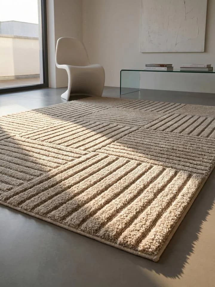 KADIMA DESIGN Teppich RIGI Beige 3D-Effekt