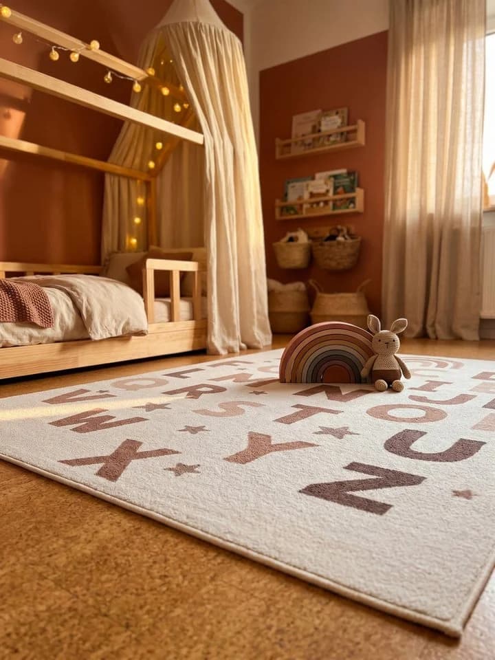 KADIMA DESIGN Kinderteppich TINO Creme Maschinenwaschbar