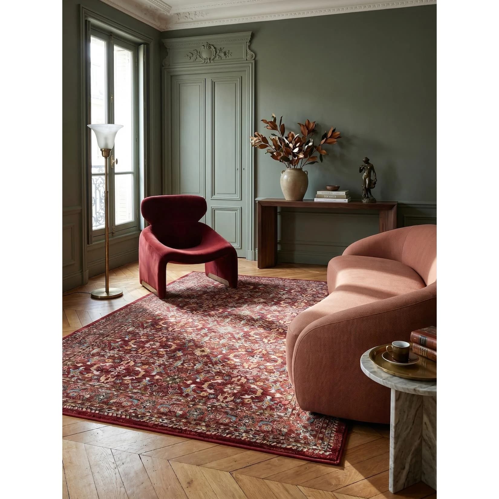 KADIMA DESIGN Wohnzimmerteppich GLAZERT Rot Orientalisch Vintage