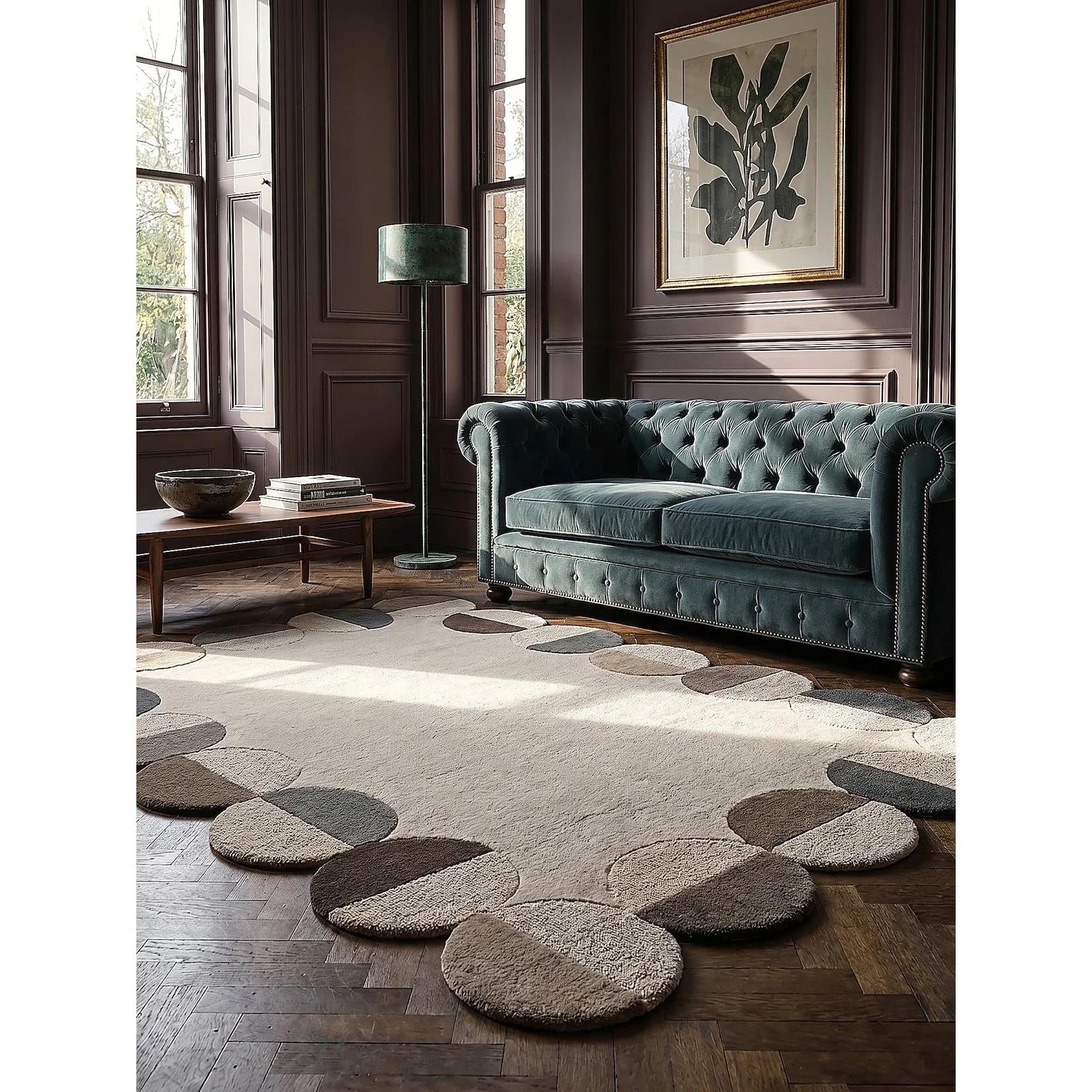 Kadima Design Designerteppich HALLEIN Kurzflor Wellenrand Wolle Natur