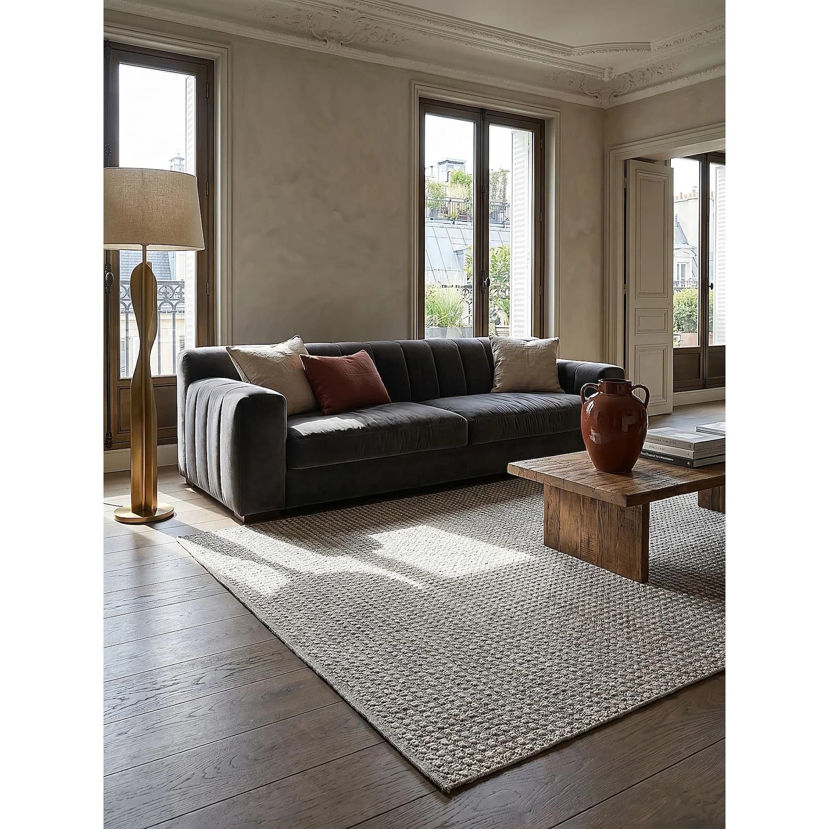 Kadima Design Teppich NORA Kurzflor Grau Polyester 200x310 cm