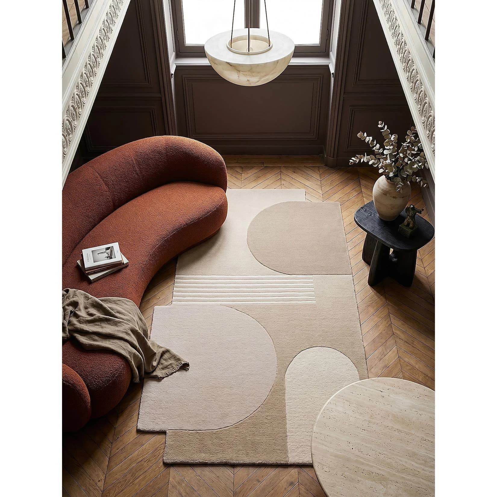 Kadima Design HALLEIN Wollteppich asymmetrisch Color-Block Natur