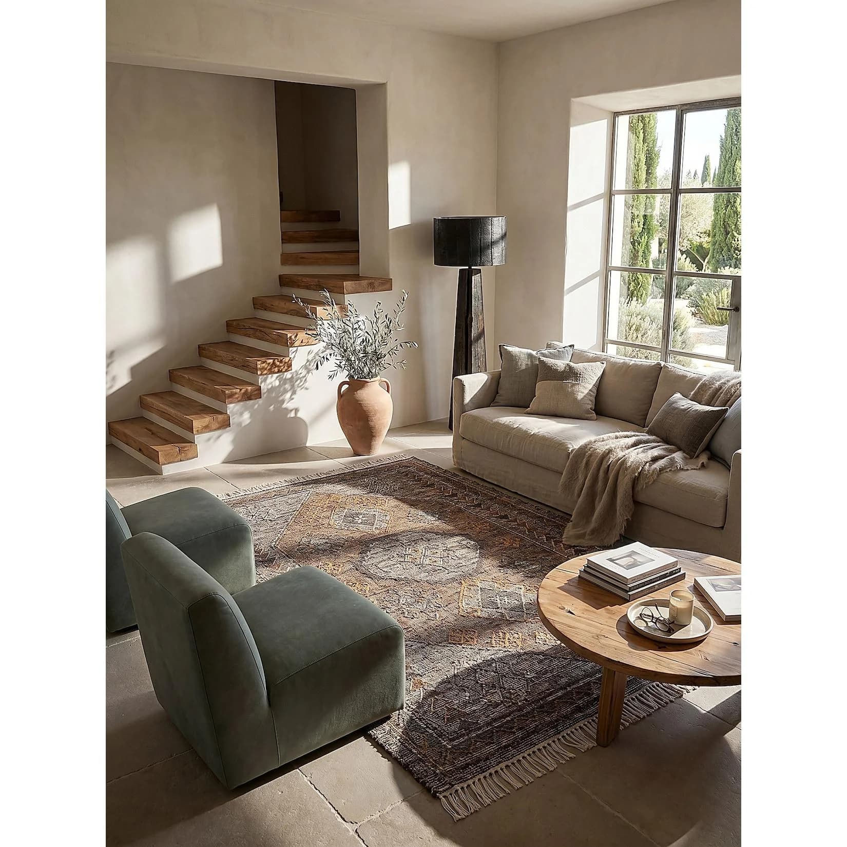 BERMEO Kelim Teppich Jute Vintage 140x200 cm