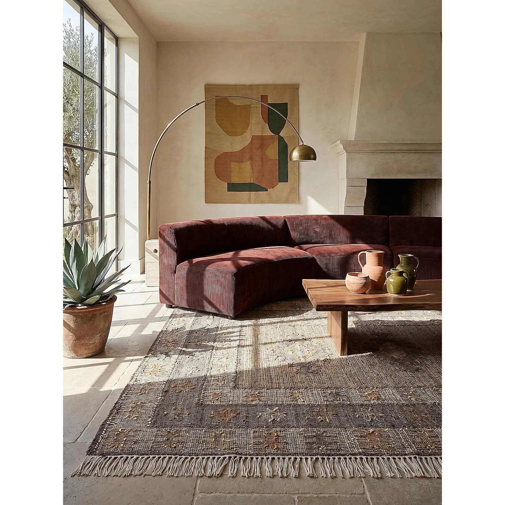 BERMEO Kelim Teppich Jute Vintage Stern Natur 140x200