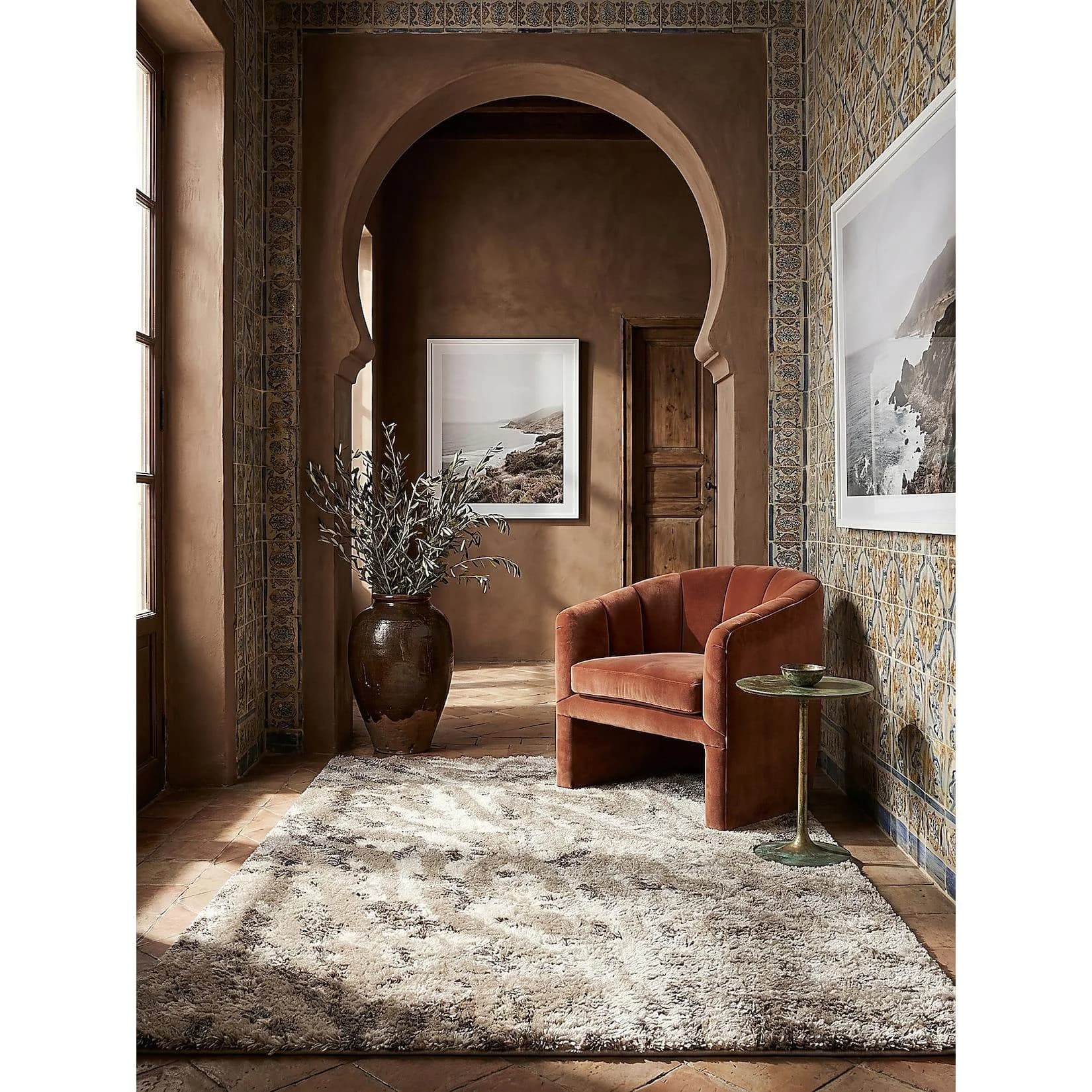 KADIMA DESIGN Hochflorteppich Shaggy DOVEL Leopard Natur