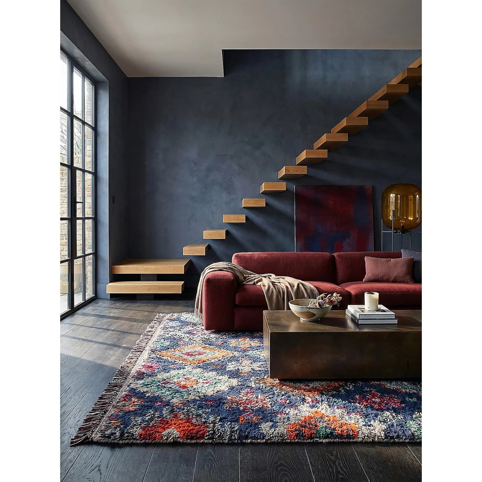 Kadima Design Shaggy-Teppich Boho Marineblau 133 x 190 cm