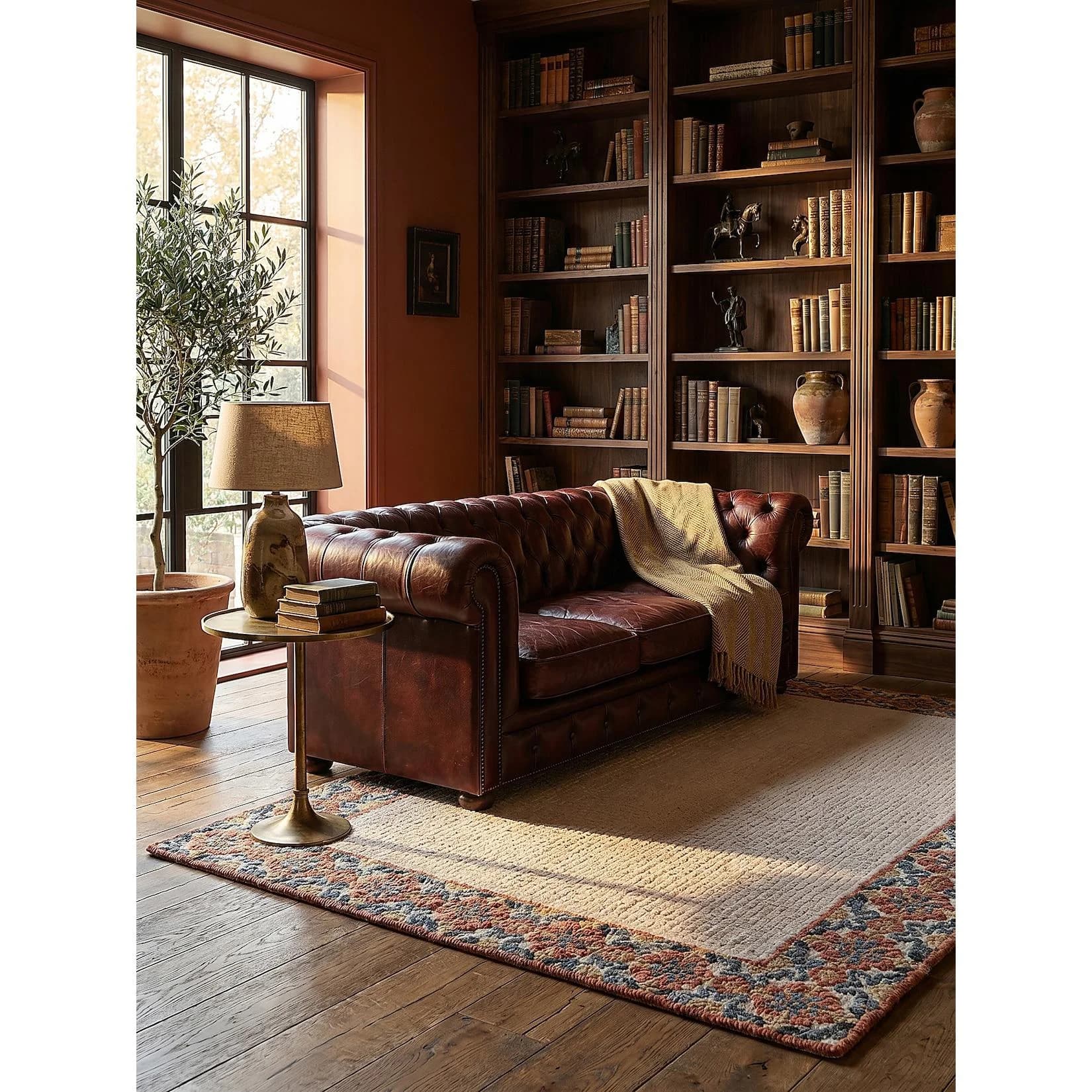 Kadima Design Wollteppich BROK Rot Blumenranken Bordüre