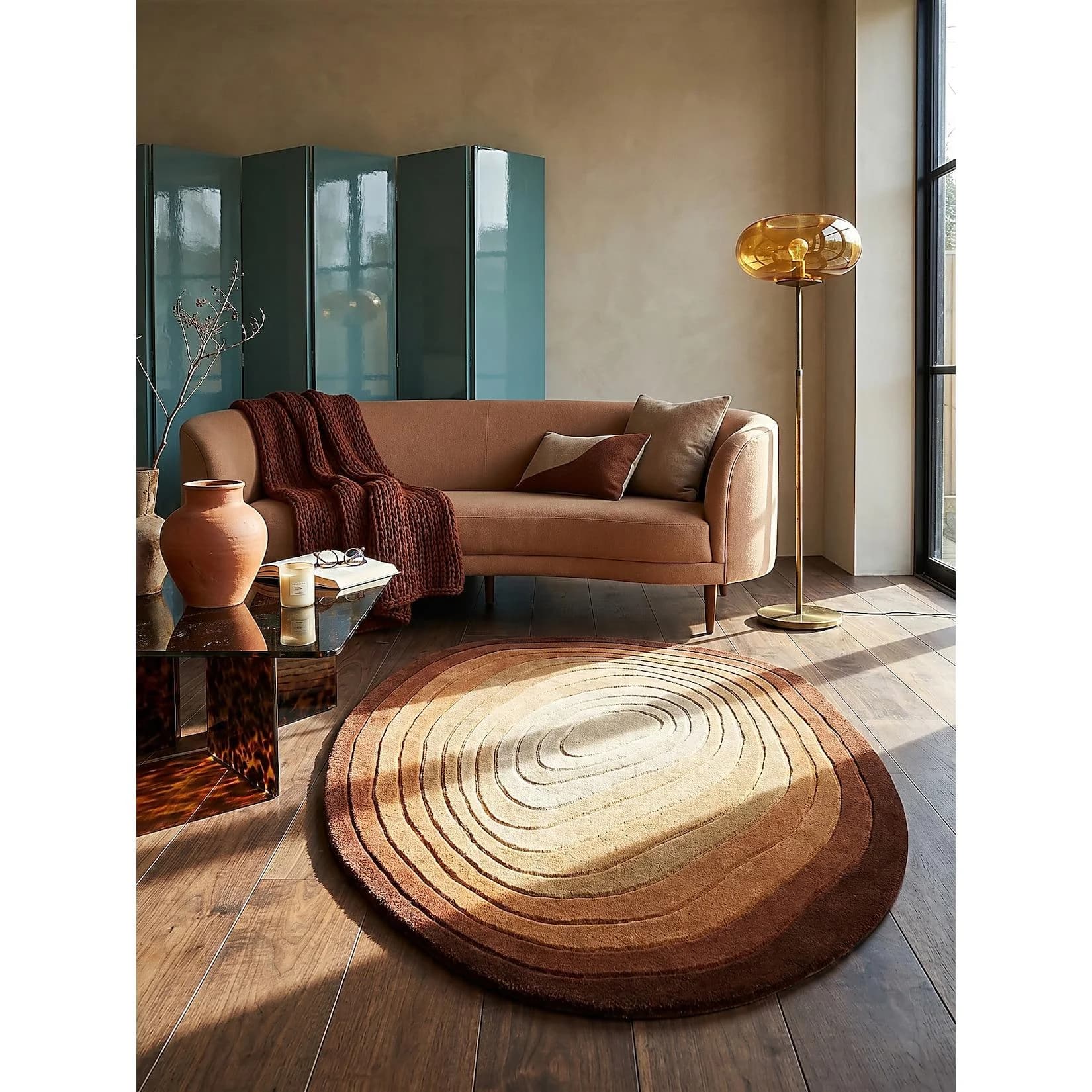 Kadima Design Teppich PARRET Oval Wolle Terrakotta Ombre