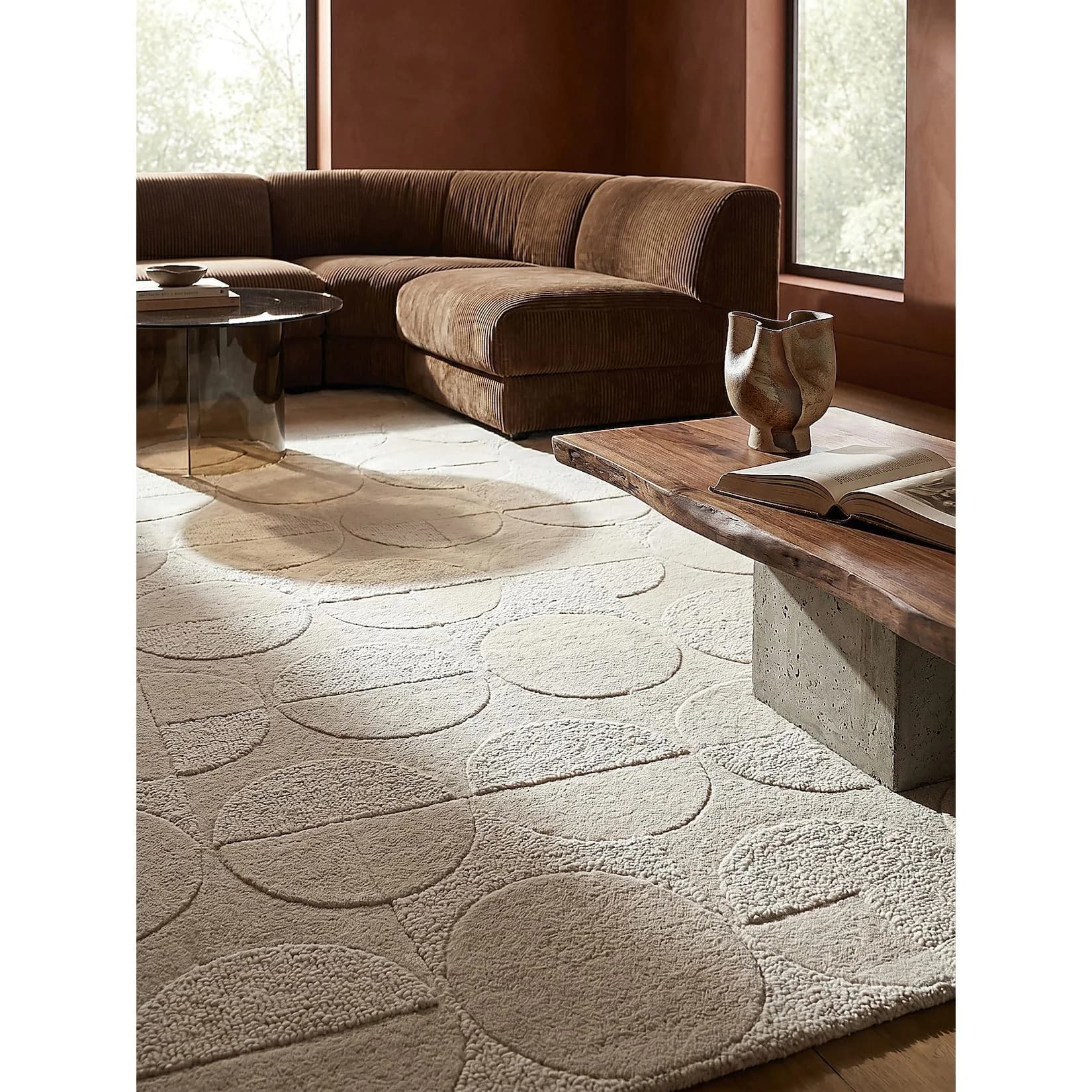 KADIMA DESIGN Wollteppich DEBEN Elfenbein Geometrisch