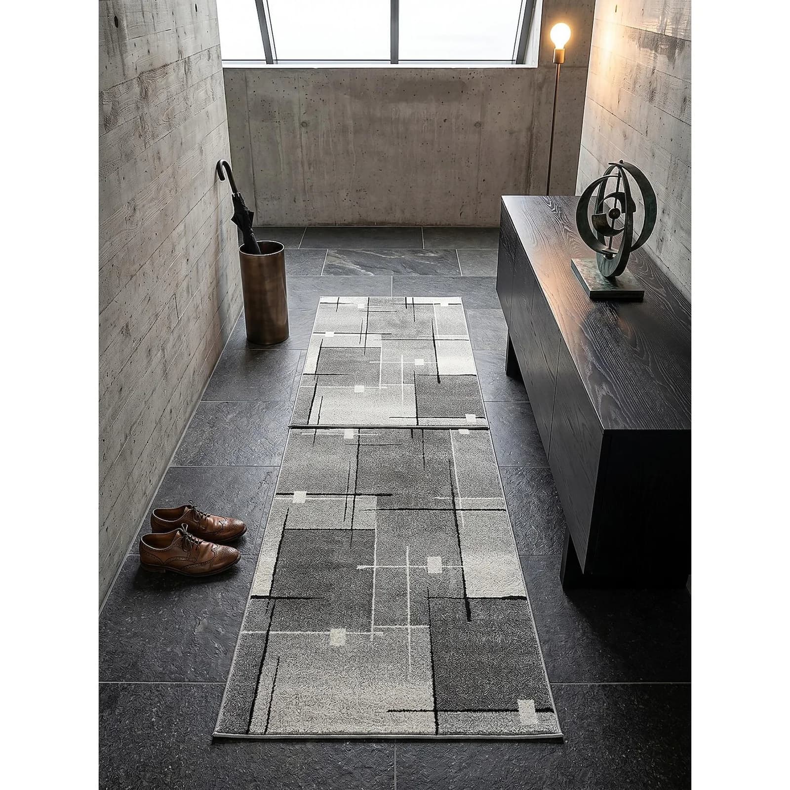 KADIMA DESIGN Kurzflor-Läufer Niederflor Grau 80x140 cm