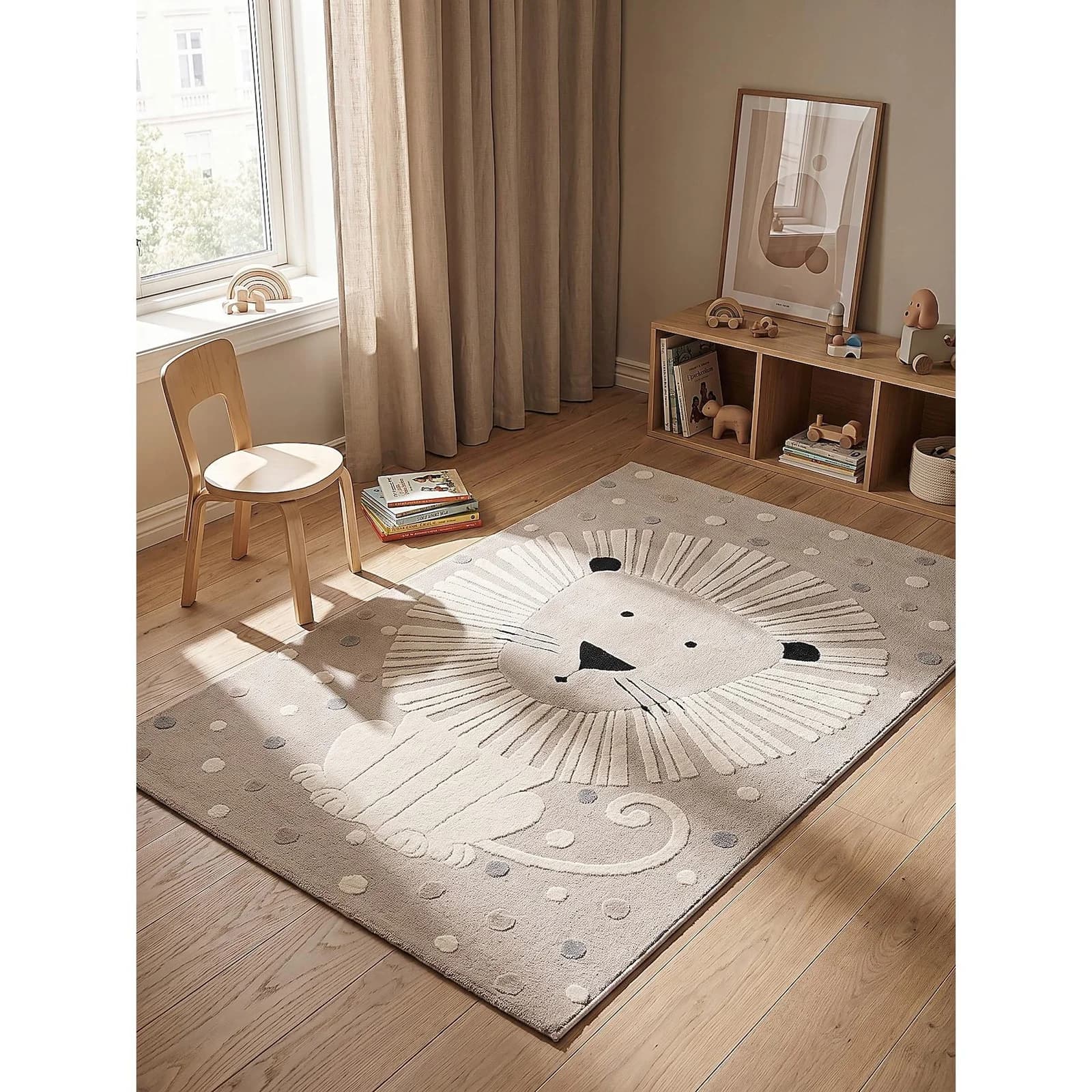 KADIMA DESIGN Kinderteppich Kurzflor Beige 80x150 cm