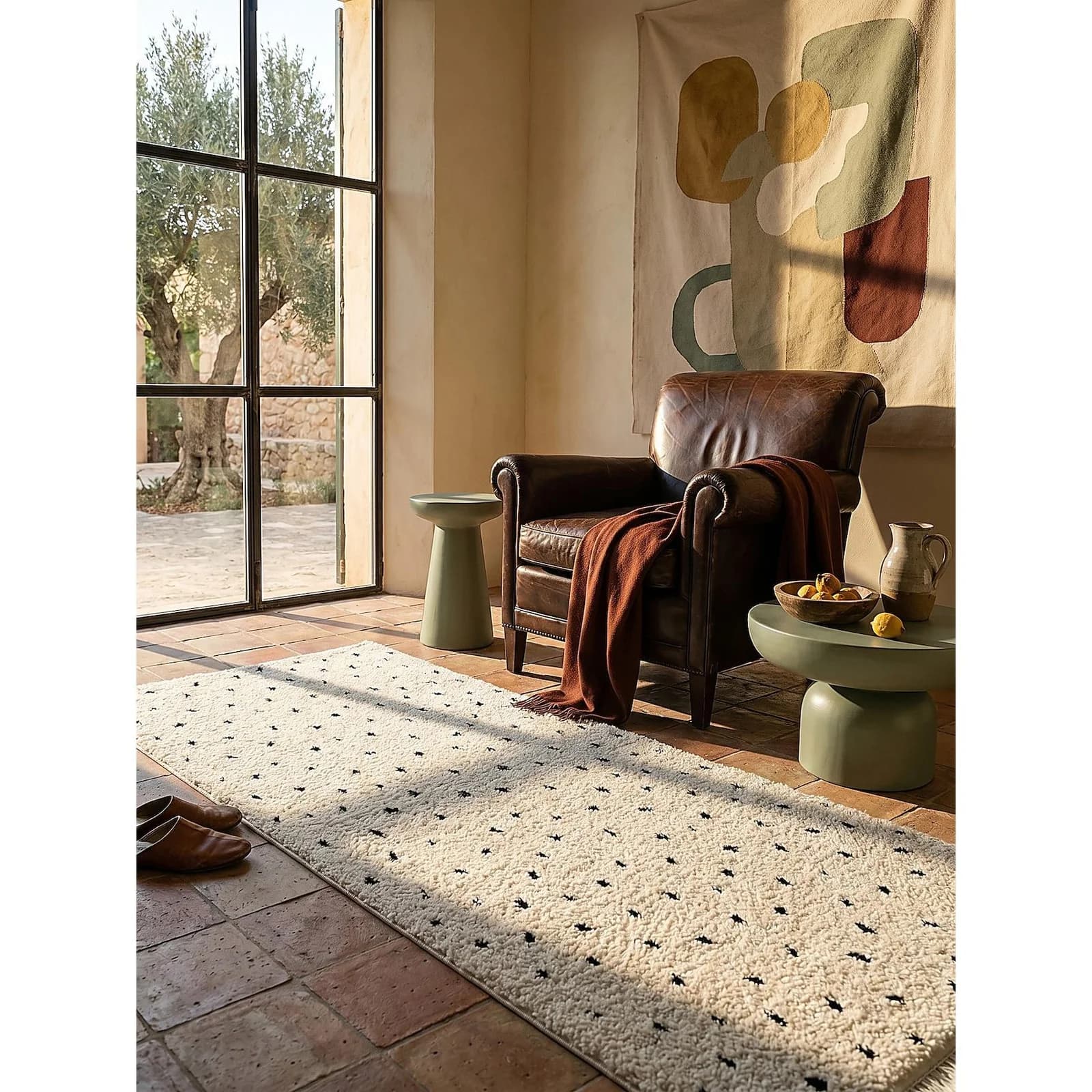 ATRIO Shaggy-Teppich Creme 80x150 cm Polypropylen Langflor