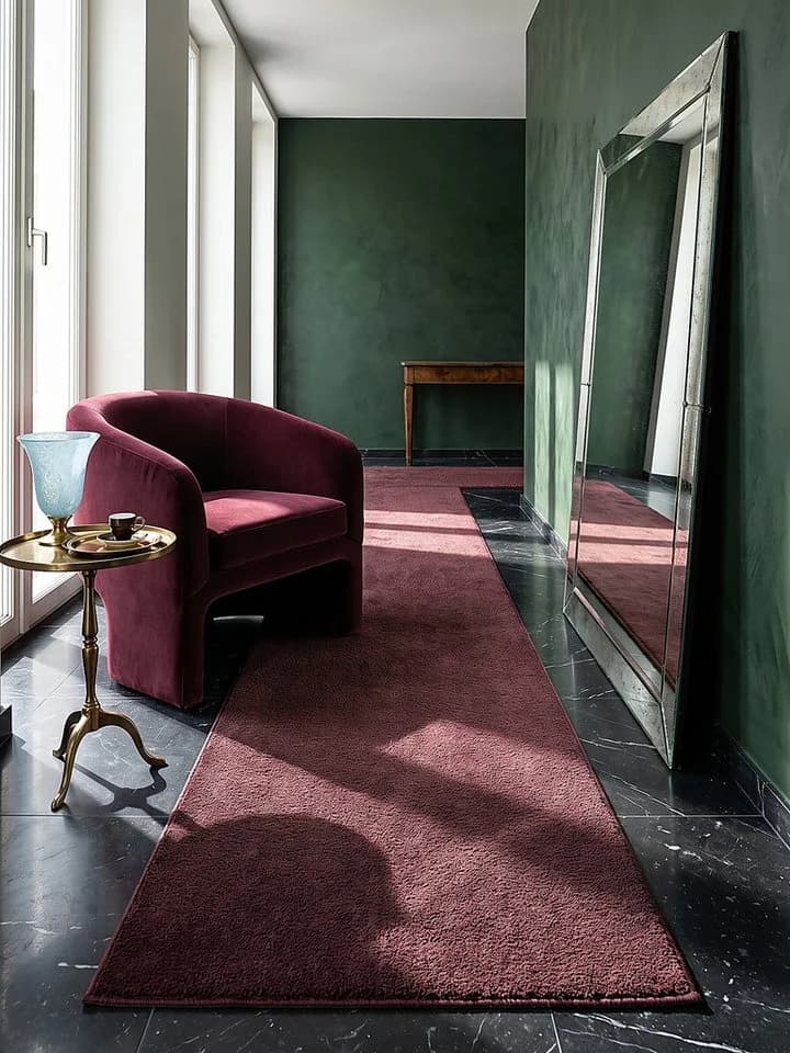 KADIMA DESIGN Teppichläufer ALDAN Bordeauxrot Polyester Antirutsch
