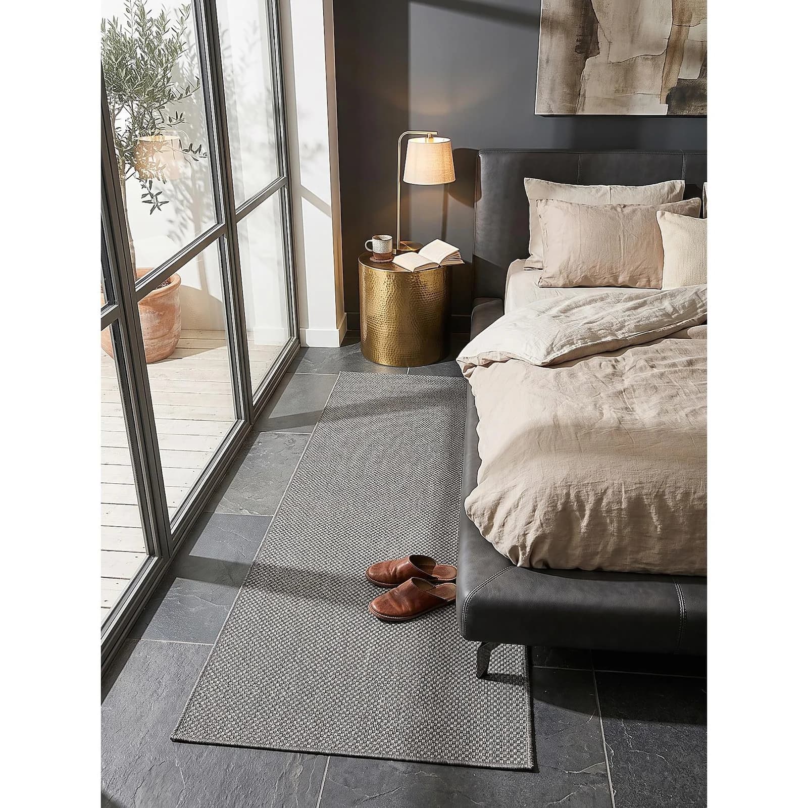KADIMA DESIGN Läufer BORNO Anthrazit Pflegeleicht Flachgewebe