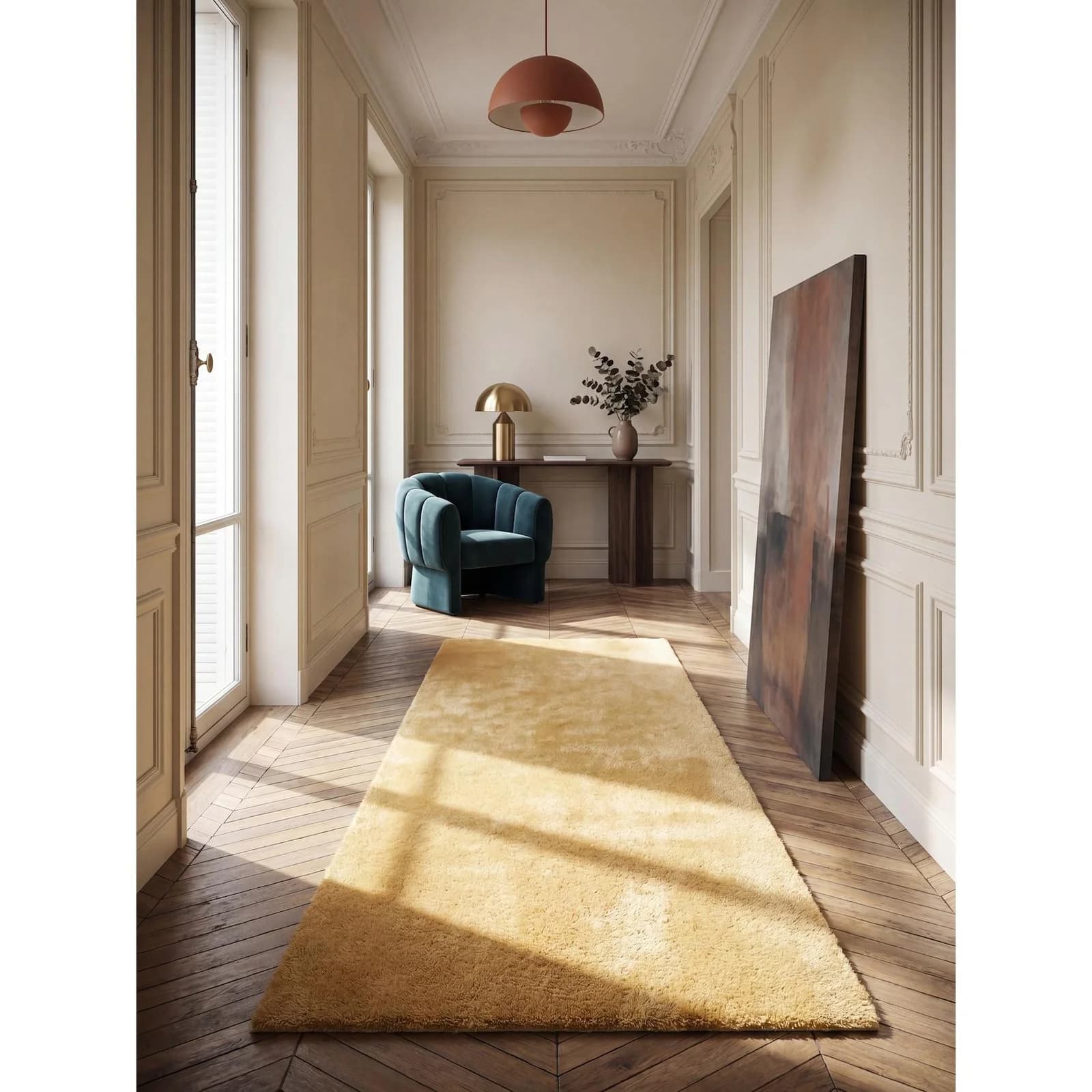 ALDAN Läufer Antirutsch Gold 60x110 cm Hochflor