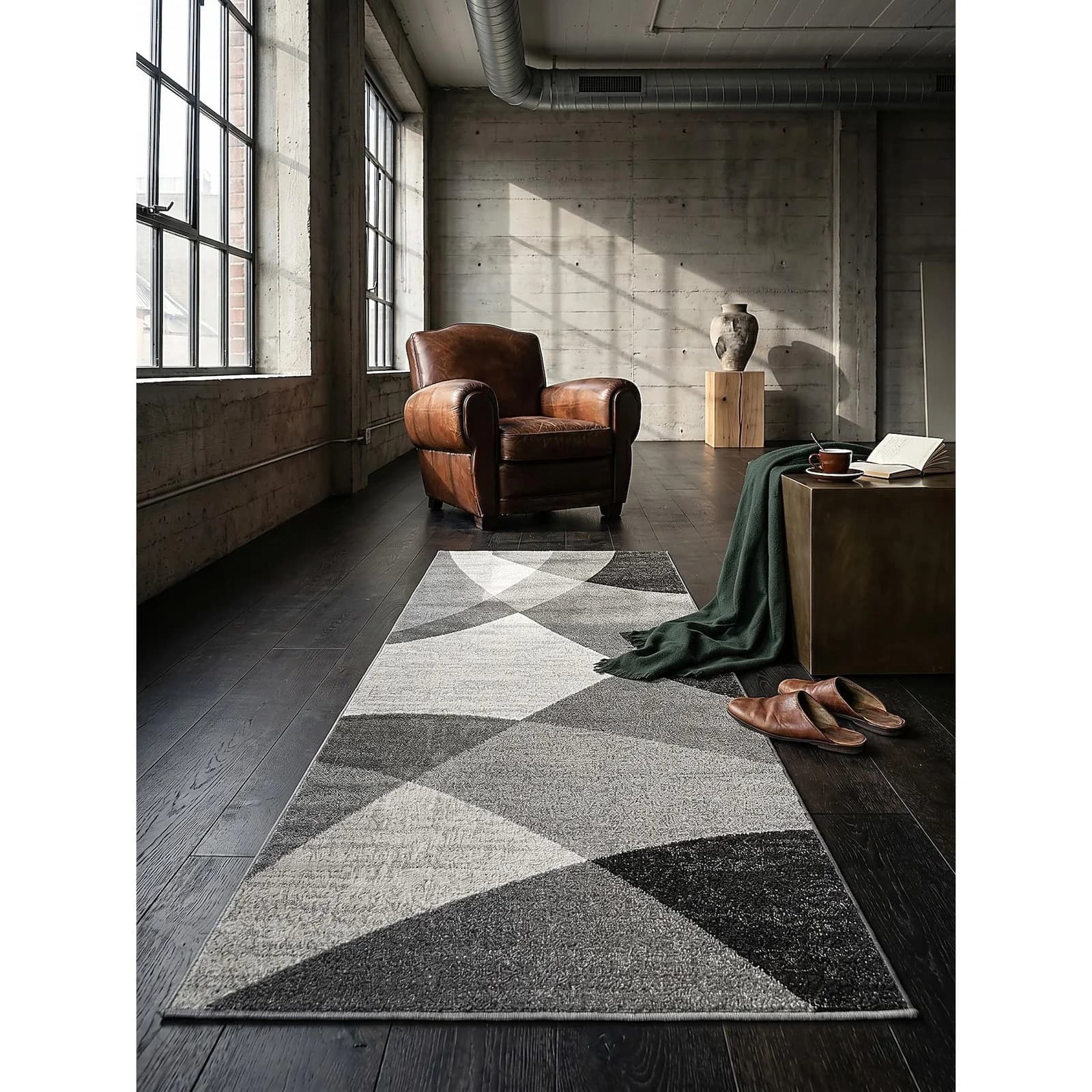 KADIMA DESIGN Niederflor-Läufer Pflegeleicht Grau 80x140 cm