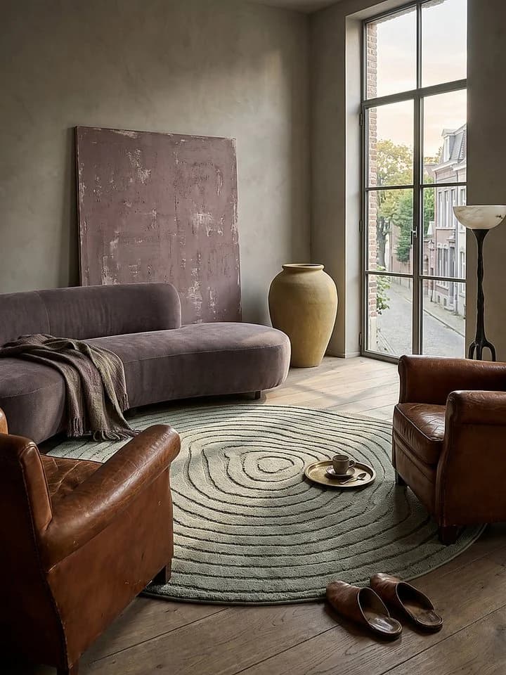 KADIMA DESIGN Rundteppich CETINA Grün Gestreift 120 cm