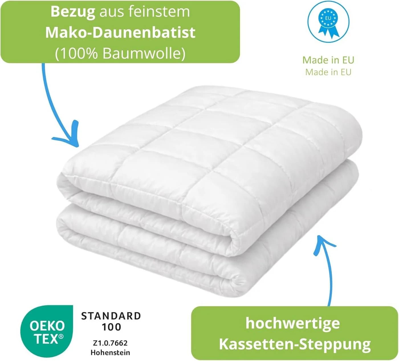 Bodyprotect Daunenbettdecke 70% Daunen 30% Federn 100% Baumwolle Weiß