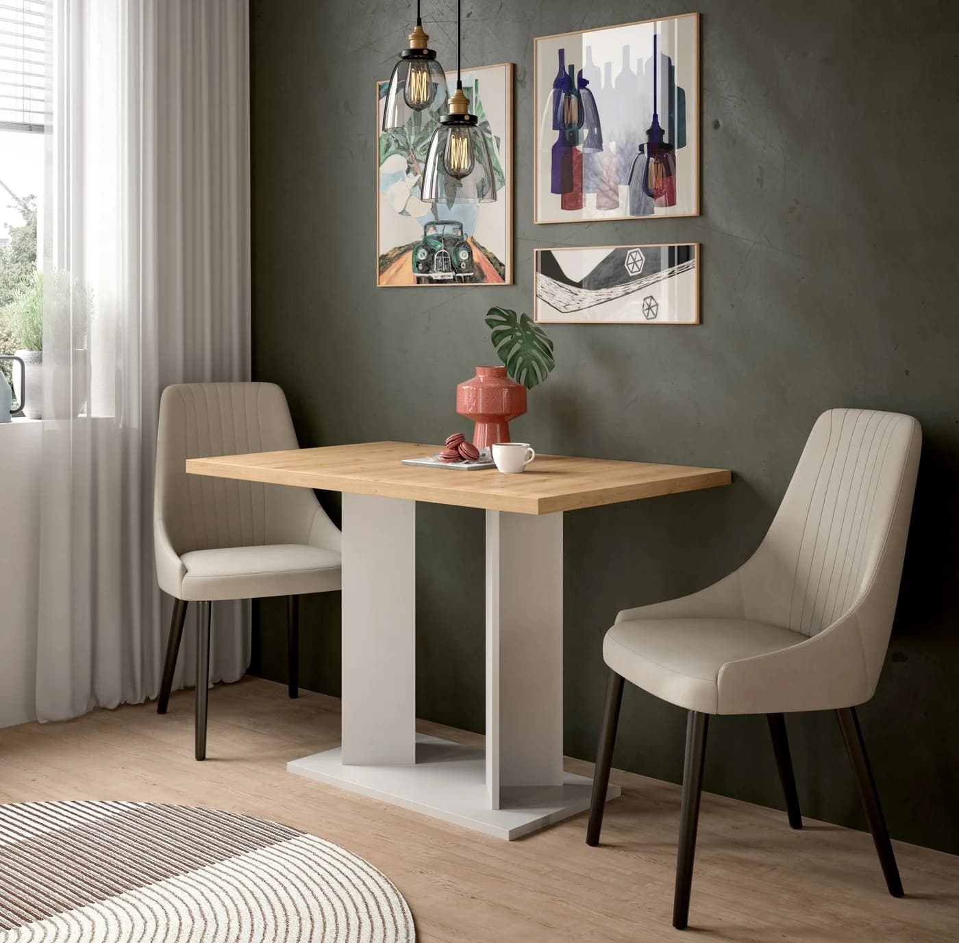 furnling Esstisch Gusto Weiß Artisan Eiche Nachbildung
