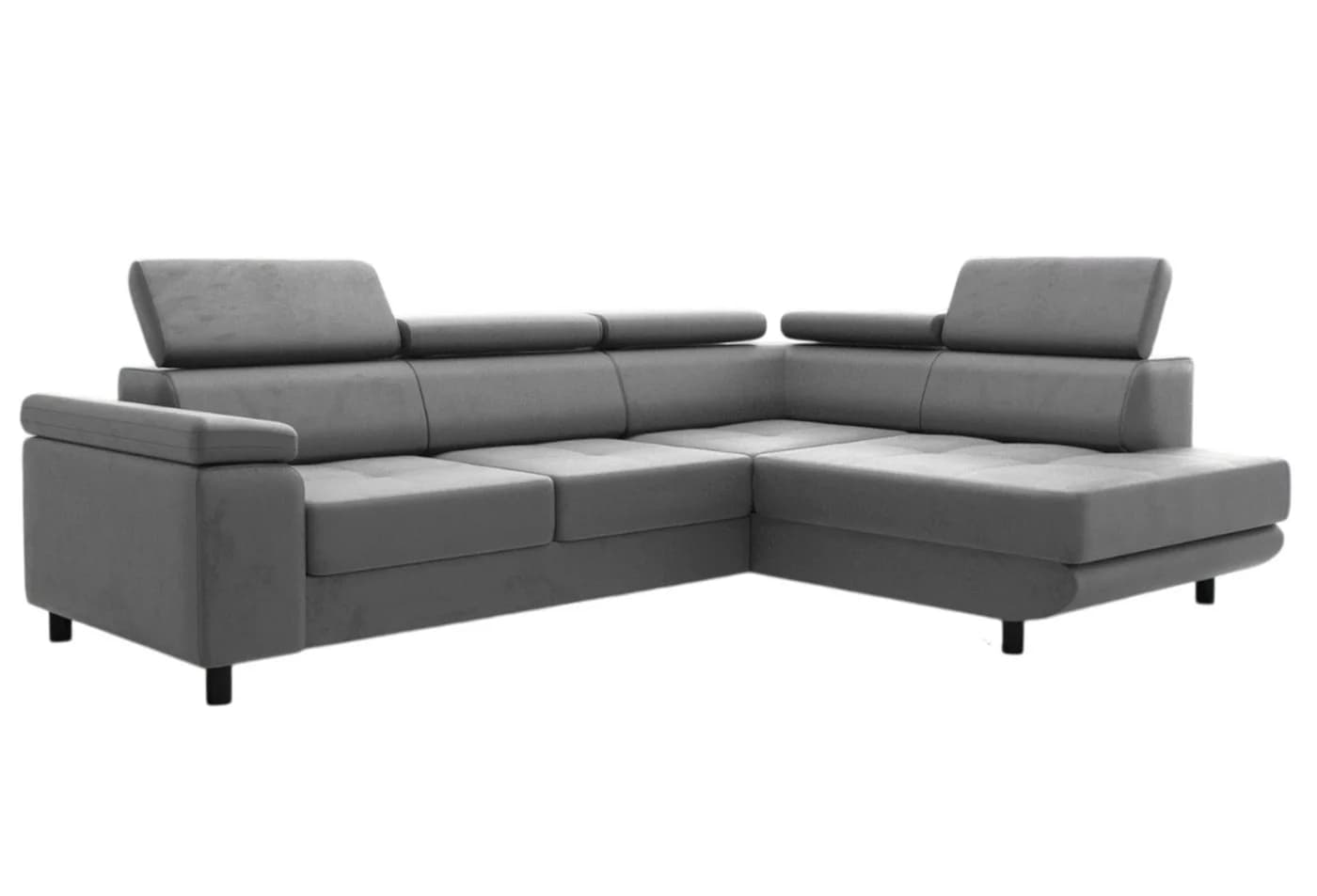 thematys Ecksofa LUNA L grau mit Schlaffunktion & Bettkasten