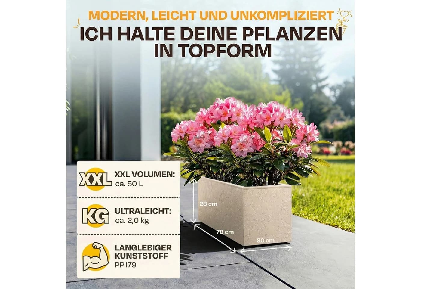 ONDIS24 Pflanzkübel Vulkano 50L 2 St. mit Wasserspeicher Grau