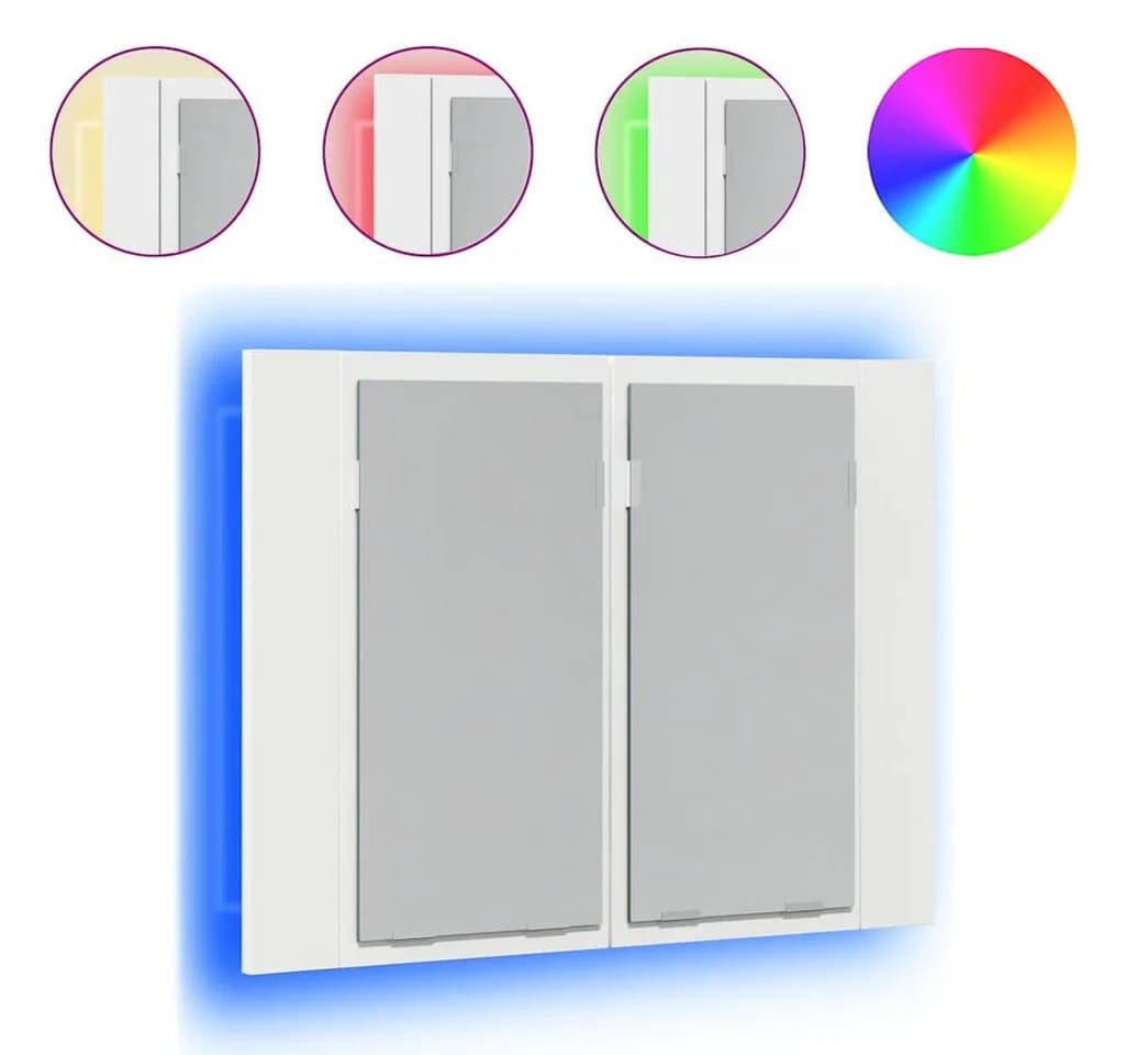 furnicato Badezimmerspiegelschrank LED Weiß mit RGB-Licht