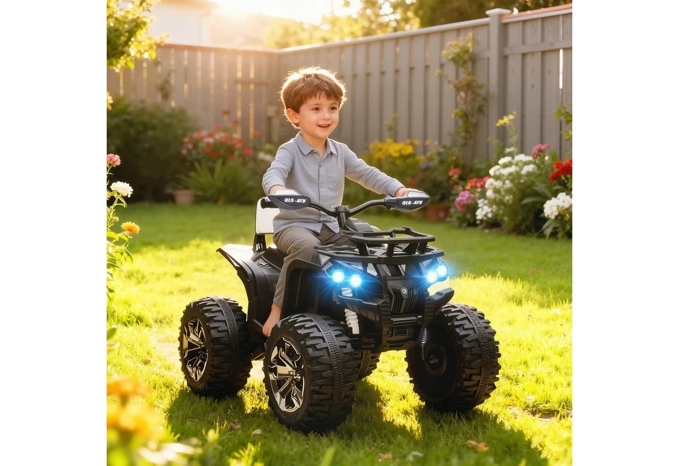 HOMCOM Elektro-Kinderquad Weiß mit USB-Musikplayer