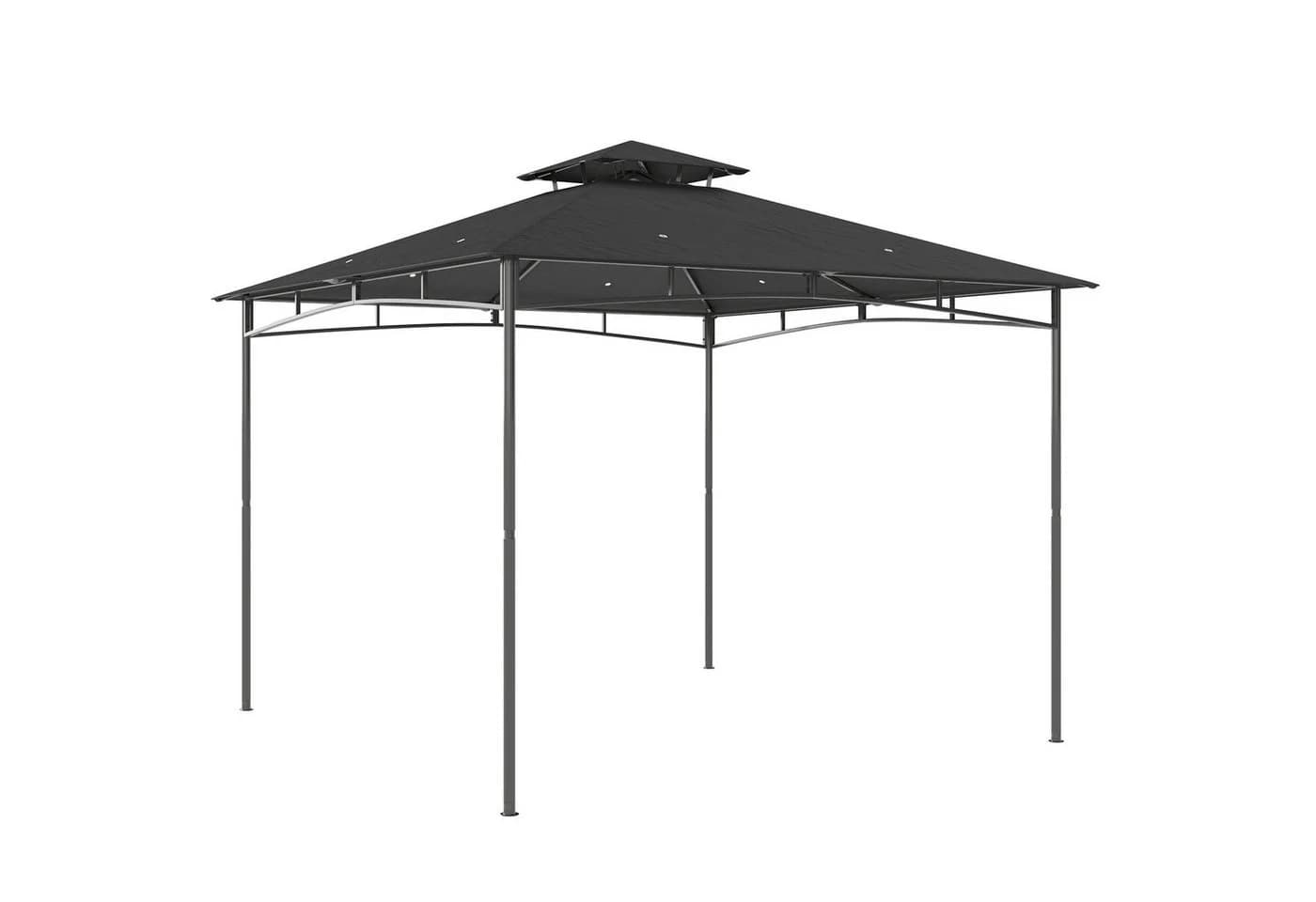 Outsunny Gartenpavillon 3x3m Dunkelgrau mit Doppeldach