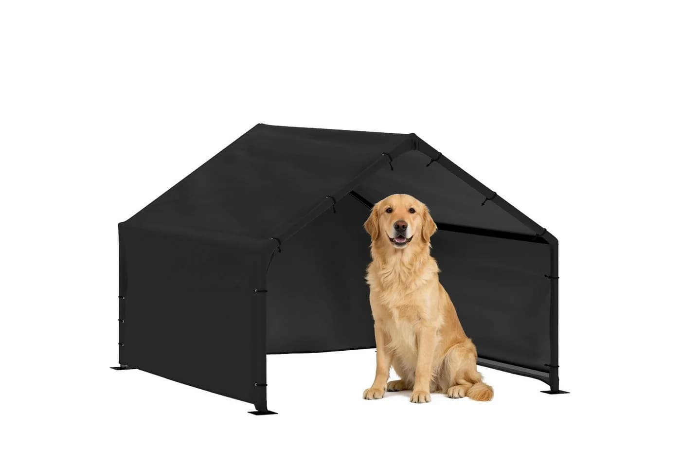PawHut Hundehütte Outdoor Schwarz mit wetterfestem Dach