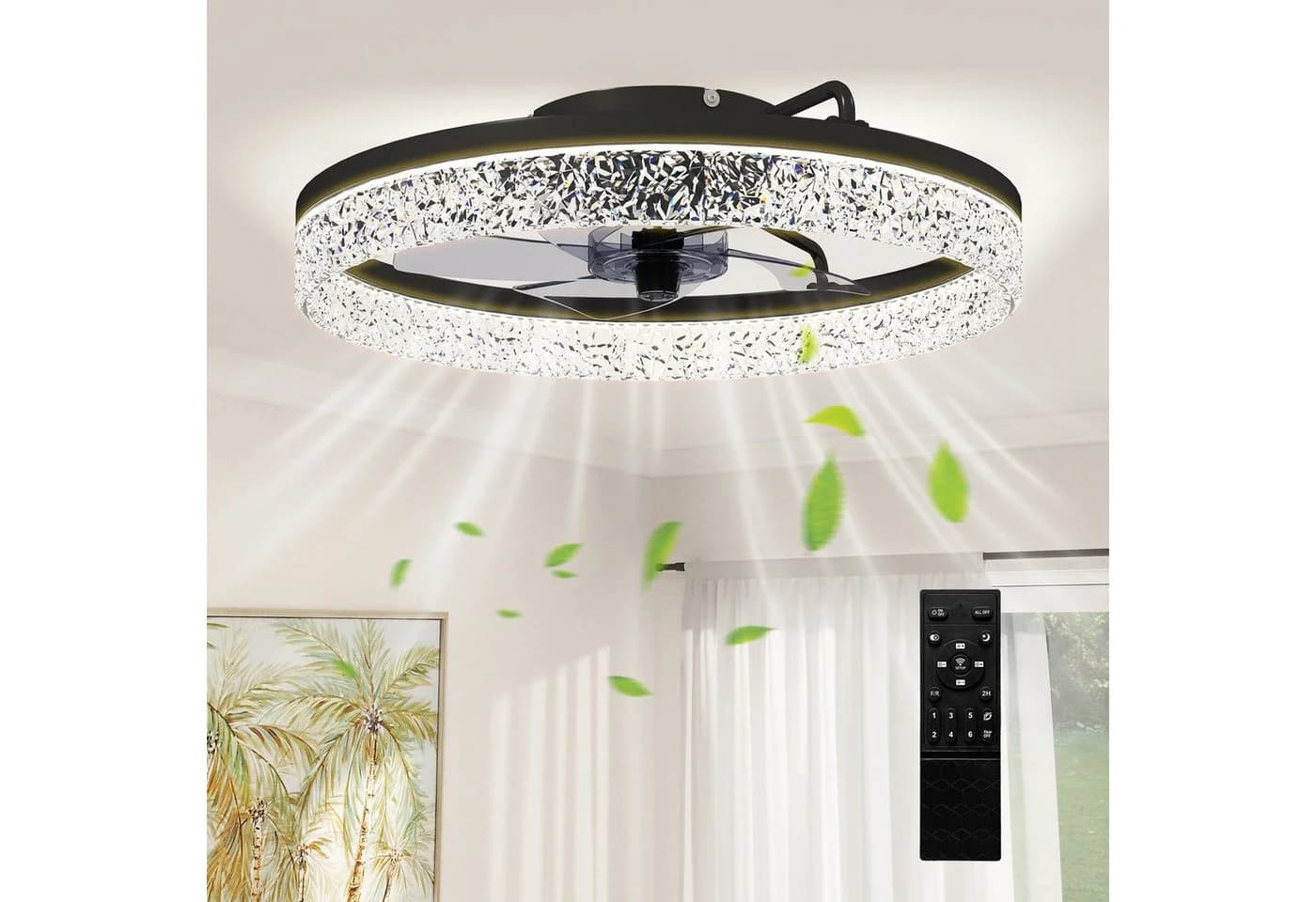 HOMCOM Deckenventilator mit LED-Beleuchtung 50cm Schwarz