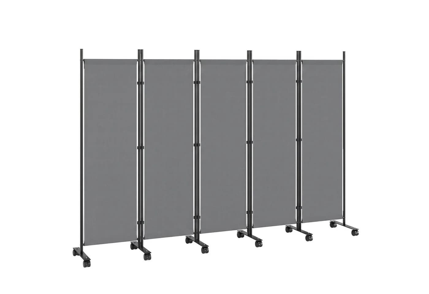 Outsunny Paravent mit 12 Rollen Dunkelgrau Raumteiler
