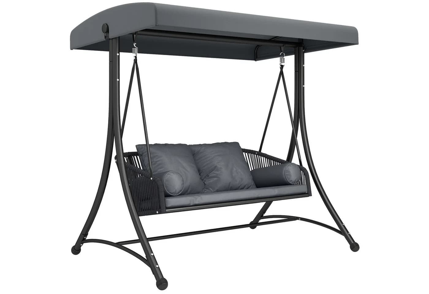 Outsunny Hollywoodschaukel 2-Sitzer mit Sonnendach grau