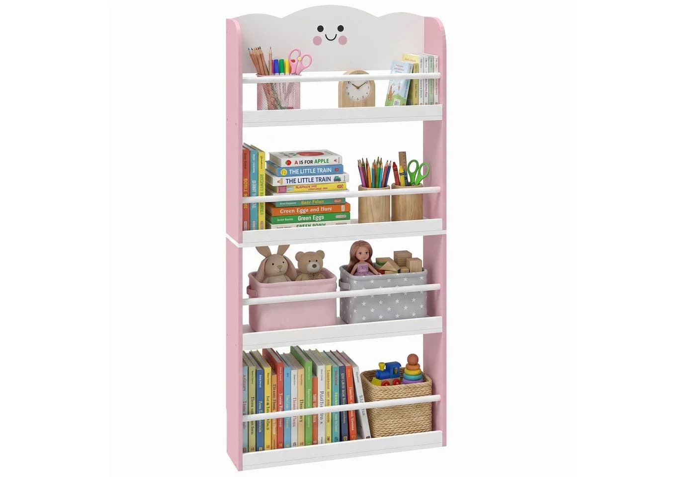 AIYAPLAY Kinderregal Wandmontage Rosa Weiß Zuckerwatte-Design