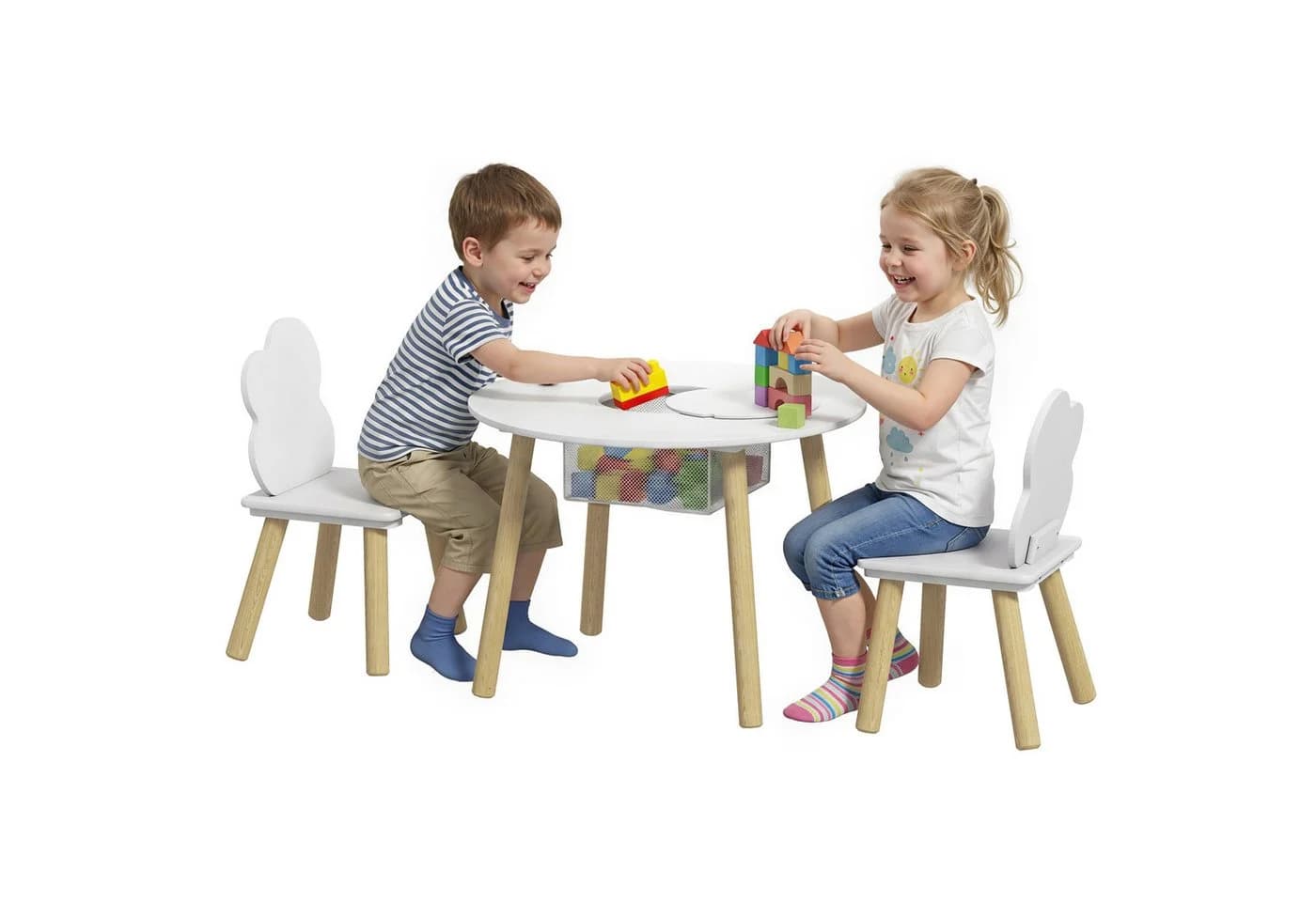 AIYAPLAY Kindersitzgruppe mit Wolken-Design und Aufbewahrungsnetz