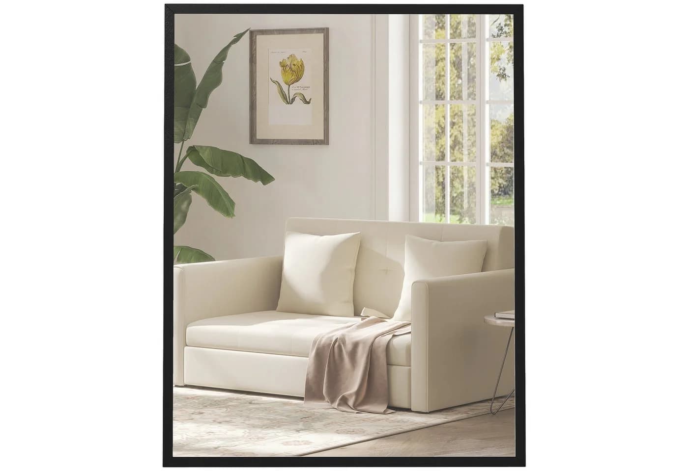 HOMCOM Wandspiegel Rechteckig Schwarz 70 x 90 cm